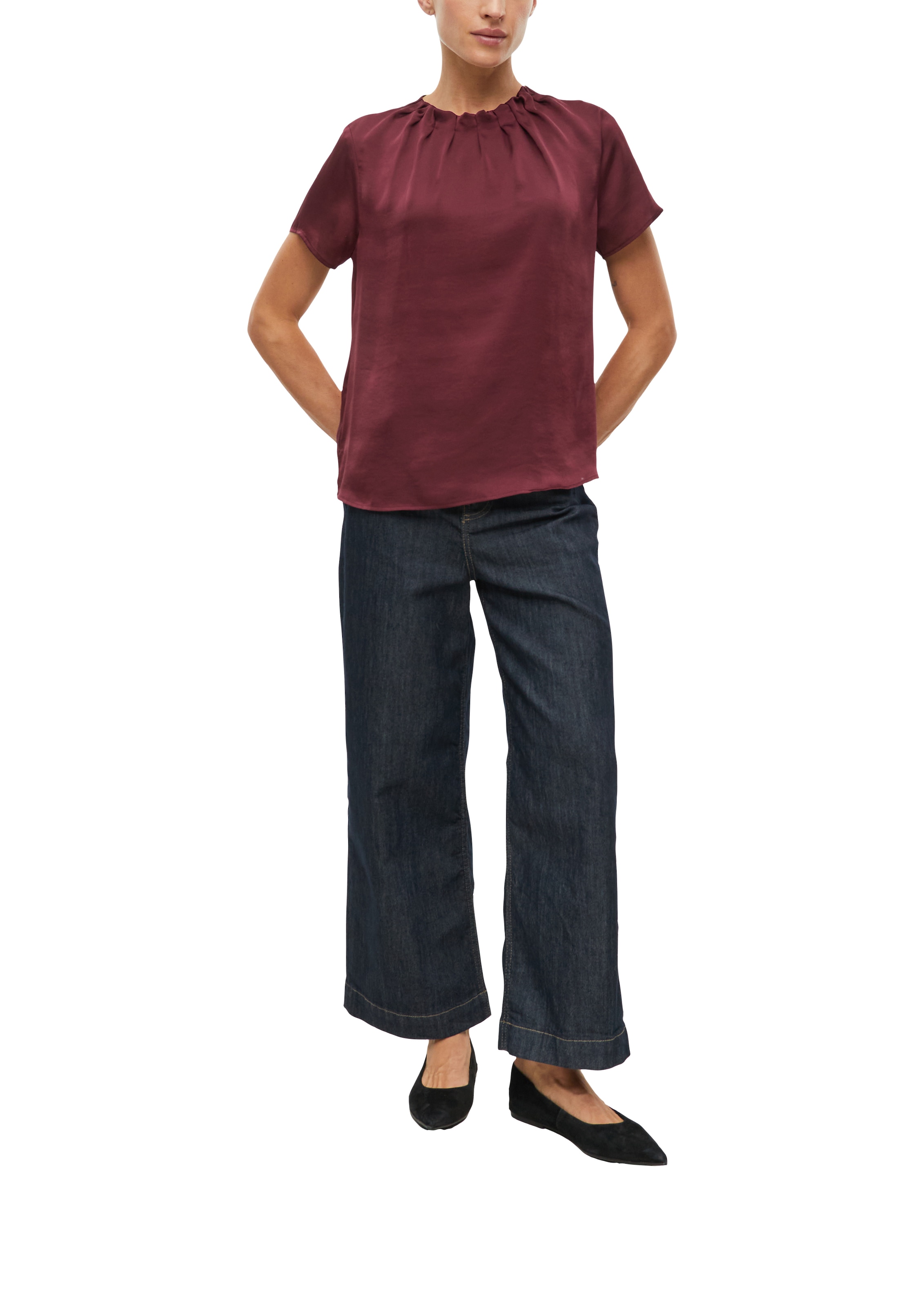 s.Oliver BLACK LABEL 1100000002199 Sommerbluse mit gerafftem Rundhals