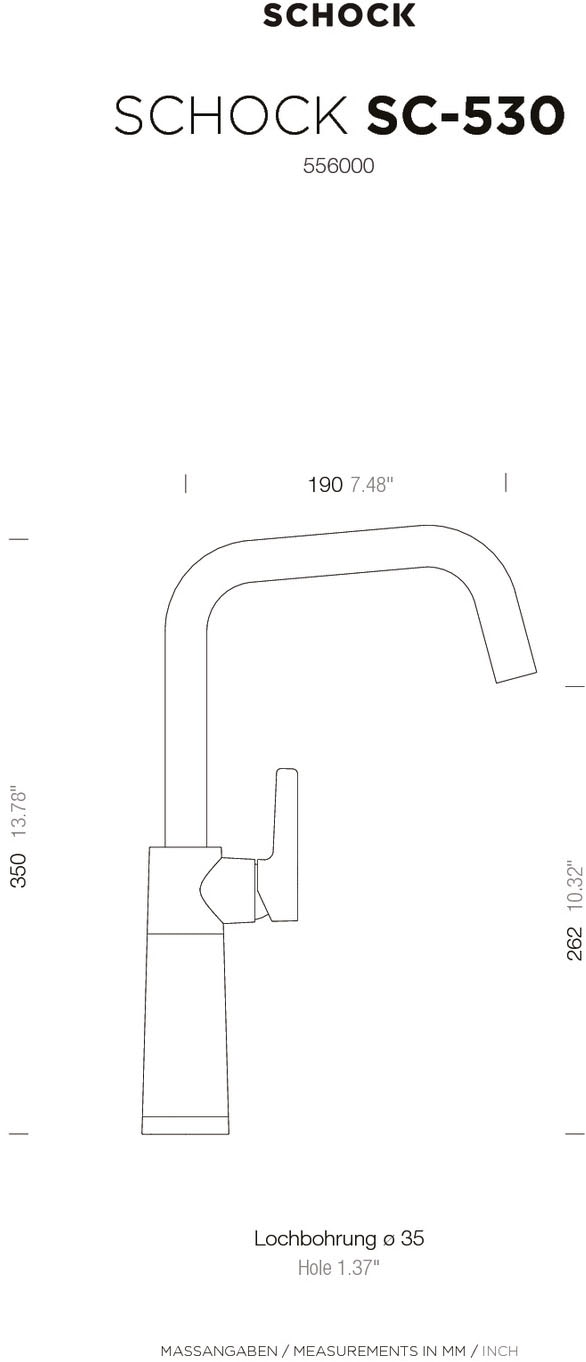 Schock Robinetterie de cuisine »SC530« Festauslauf, Schwenkbereich 360°