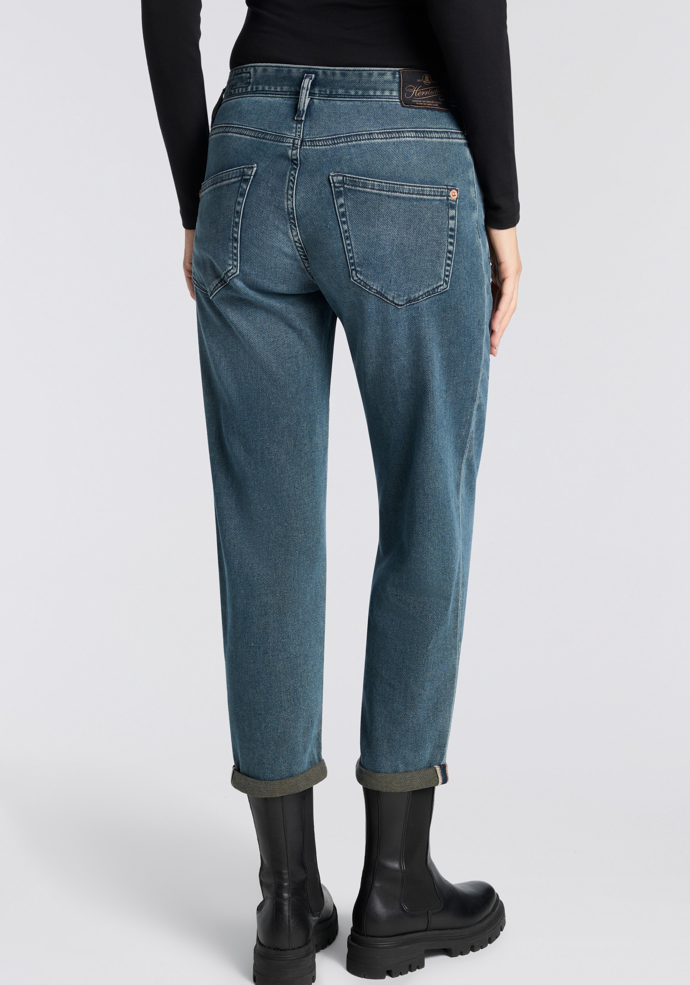Herrlicher Jeans à 5 poches »Shyra Tap Denim Comfort« in Cropped Länge, Umschlagsaum