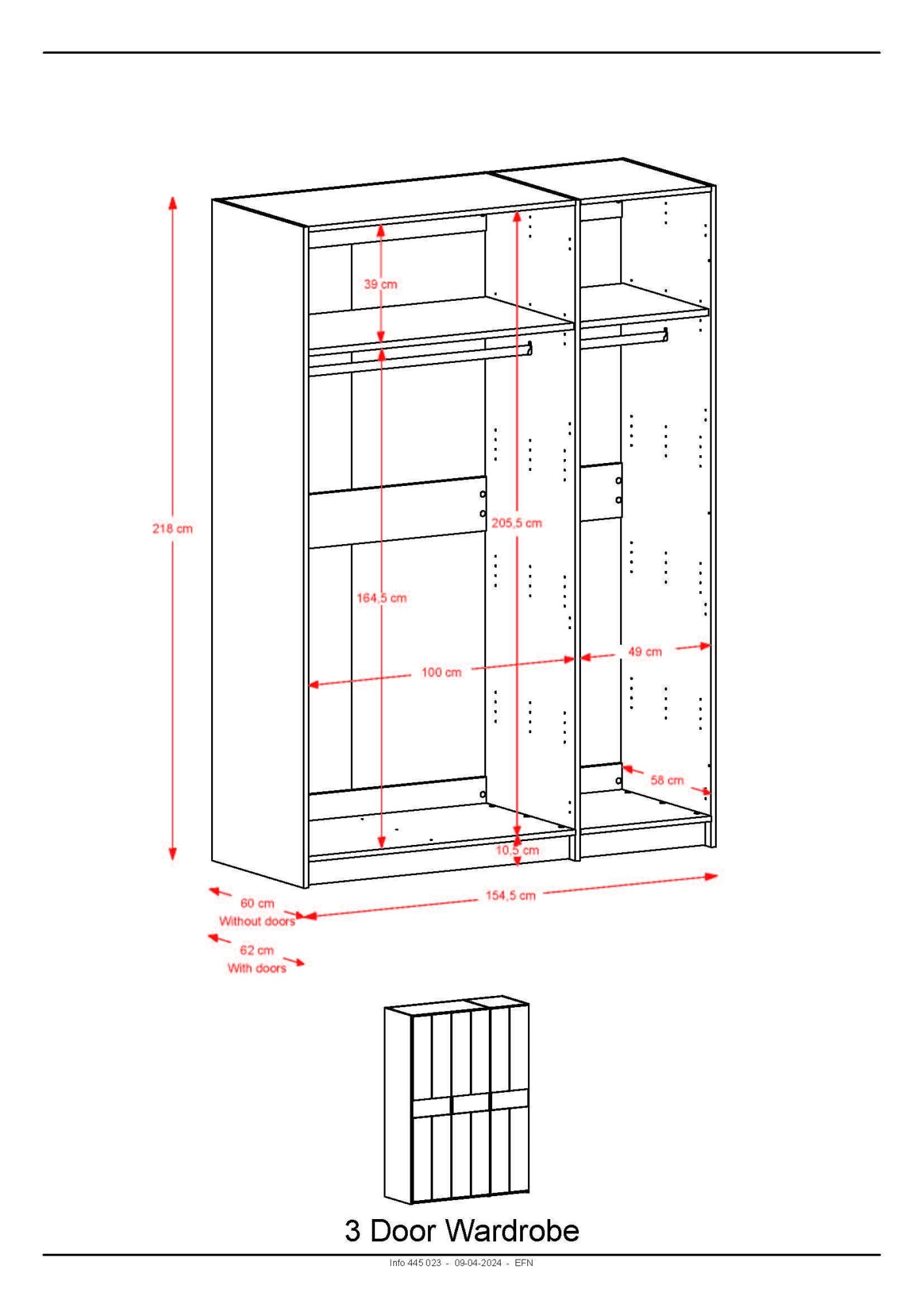 GOODproduct Armoires à vêtements »Huven aus Massivholz Eiche im Scandi Stil – geräumig mit viel Stauraum« Intemporel et durable, version CLASSIC incluant des semelles intérieures, H : 218 cm