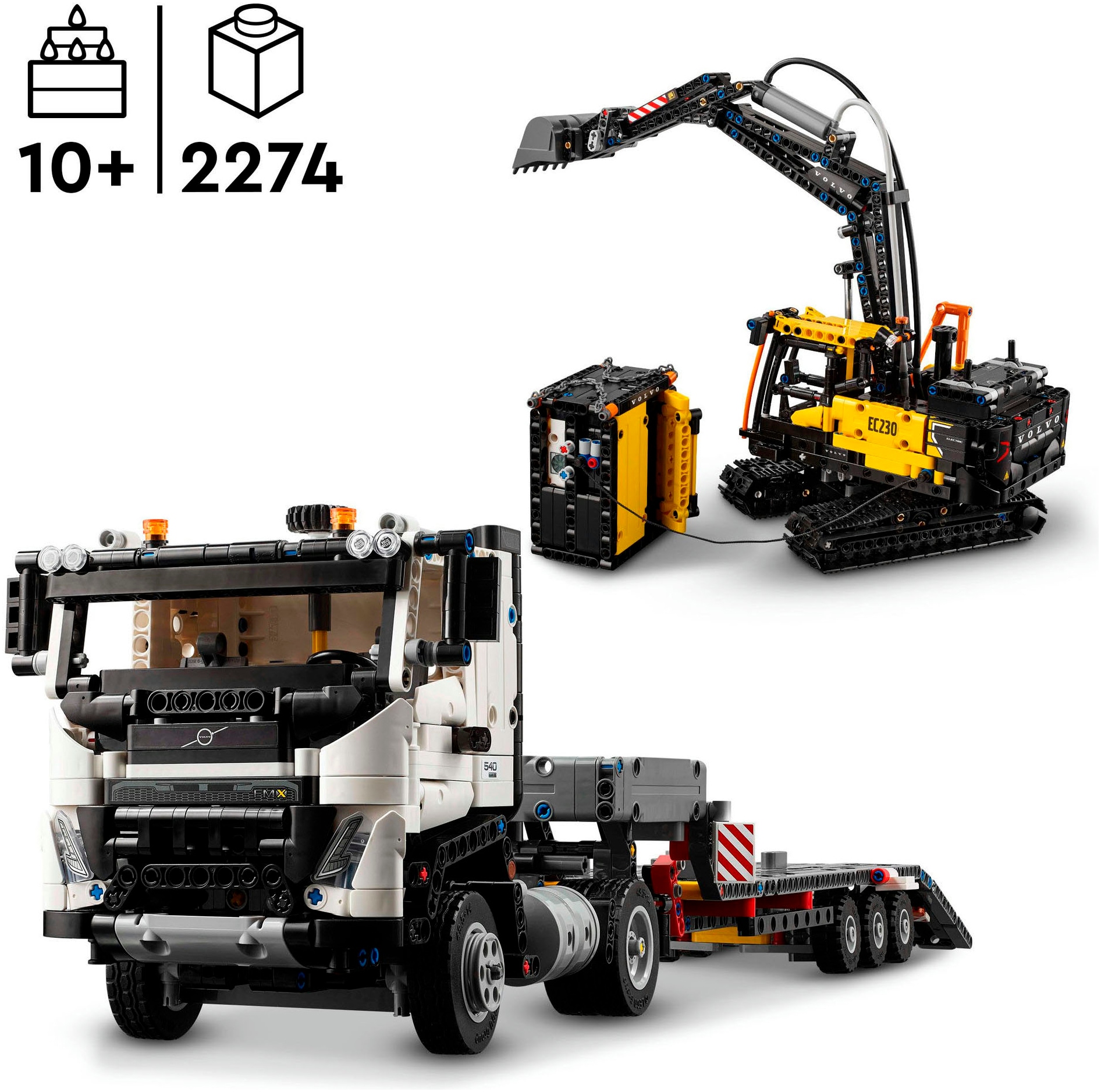 LEGO® Konstruktionsspielsteine »Volvo FMX LKW mit EC230 Electric Raupenbagger (42175), LEGO Technic« Made in Europe