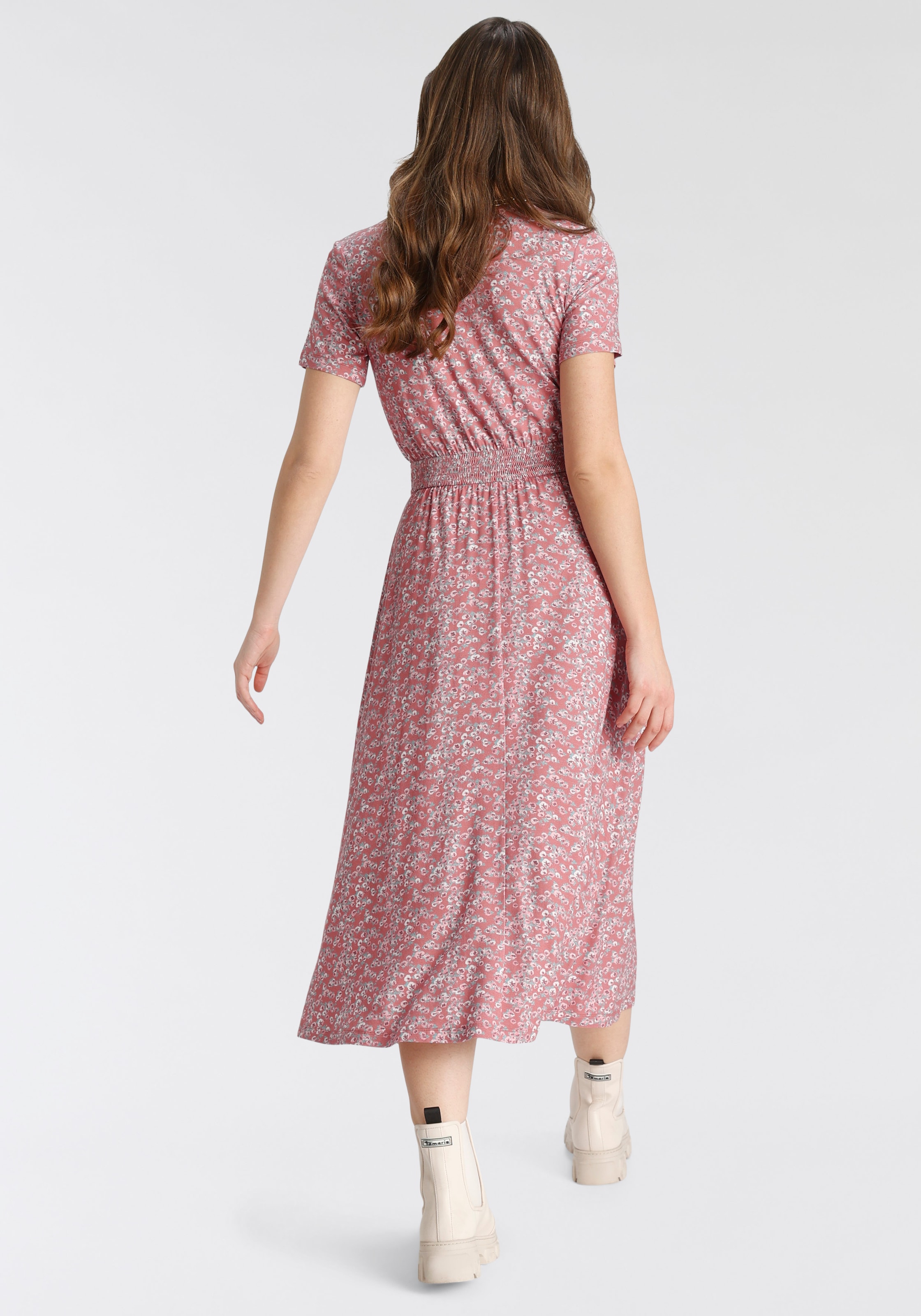 Tamaris Jerseykleid »mit tailliertem Schnitt, aus fliessender Viskose-Qualität« in Midilänge