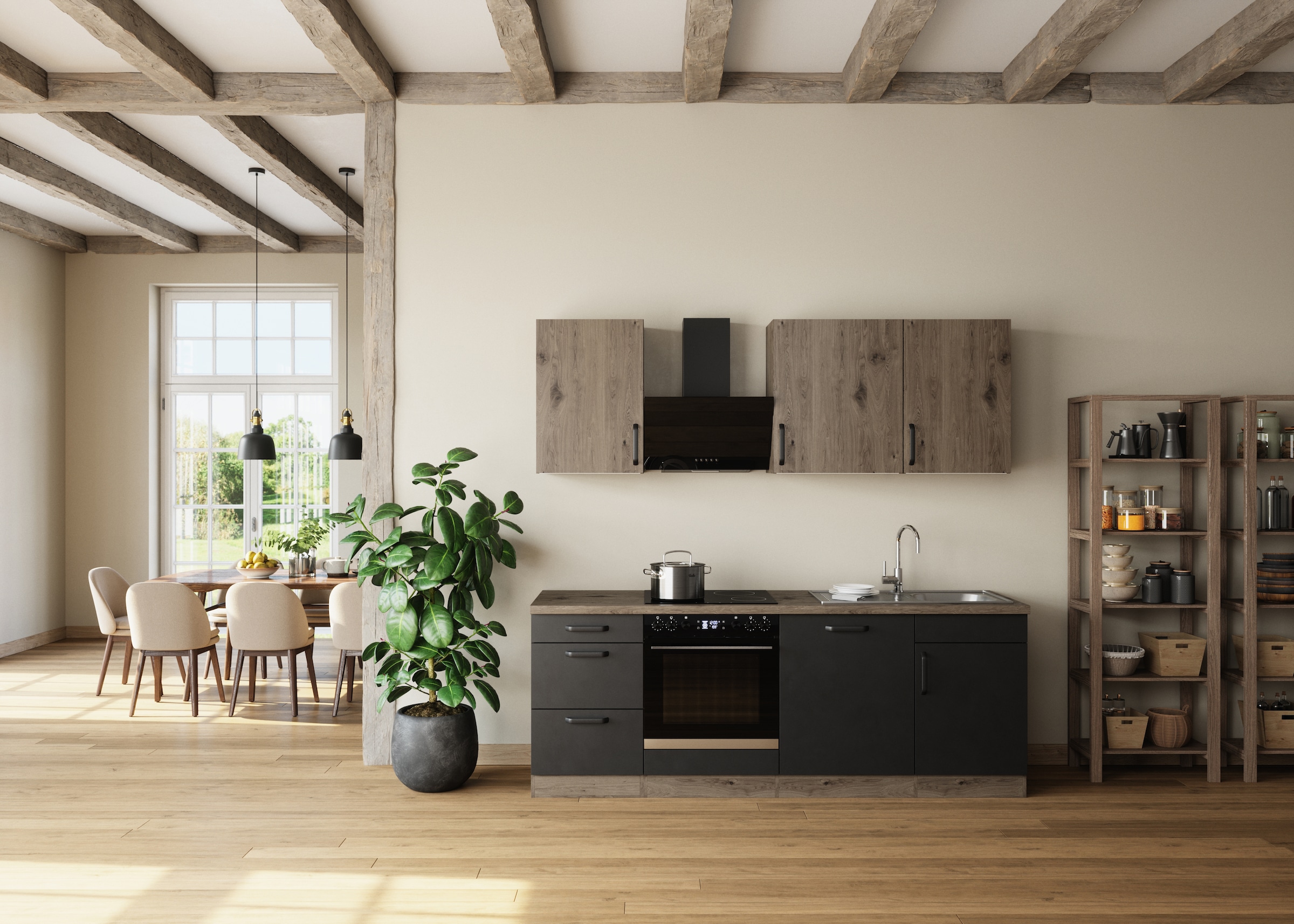 wiho Küchen Küchenzeile »Elba« wahlweise mit Hanseatic E-Geräten, Breite 220 cm