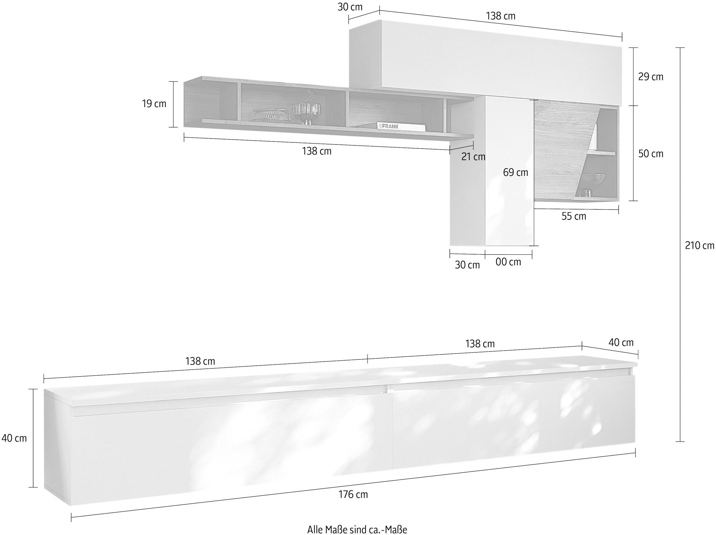 INOSIGN Meuble mural »Infinity, 6tlg. Breite 276 cm, moderne Mediawand« 6 cuis tlg.