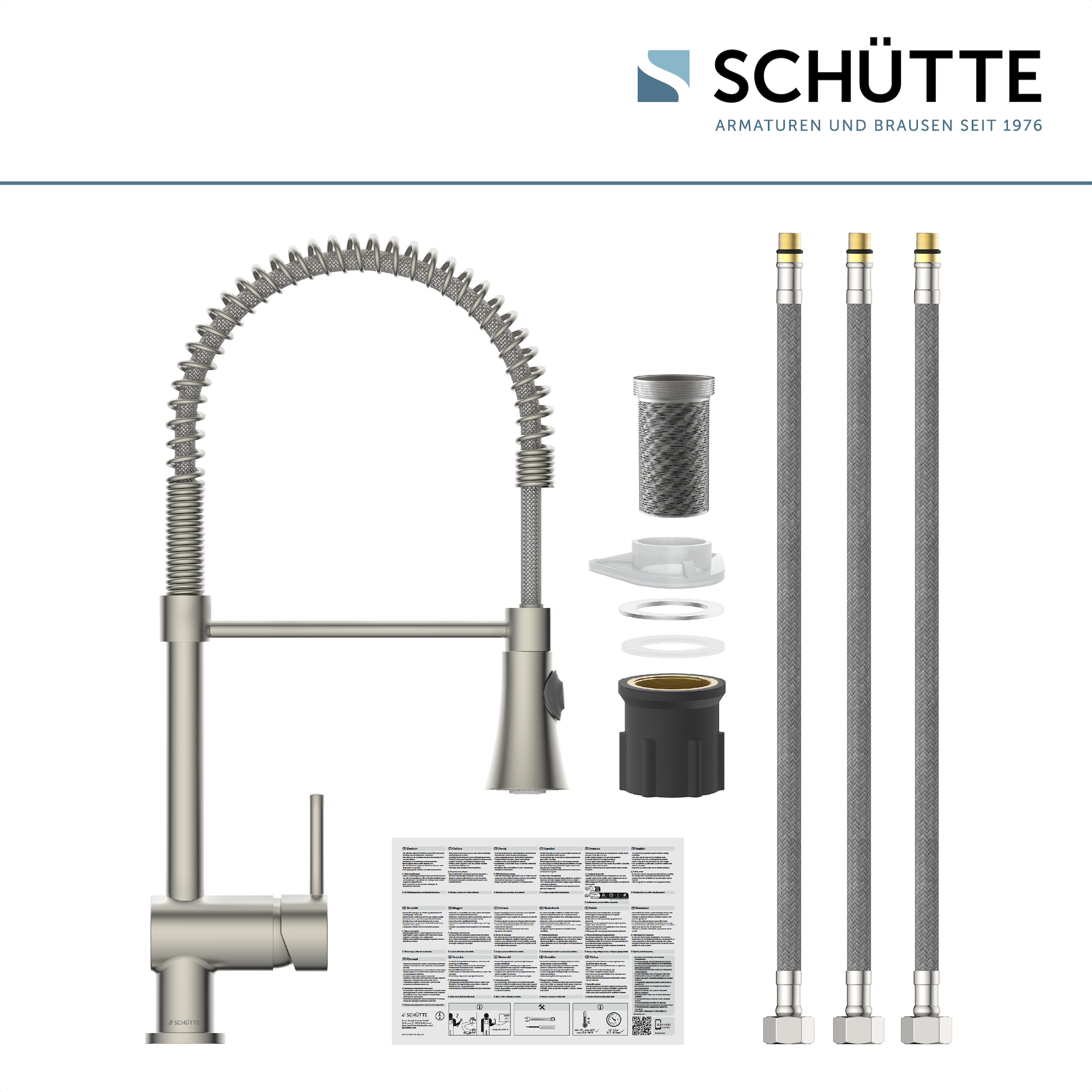 Schütte Spültischarmatur »Cornwall« Niederdruckarmatur, Edelstahl, Cold-Start, 2-Strahlbrause, schwenkbar