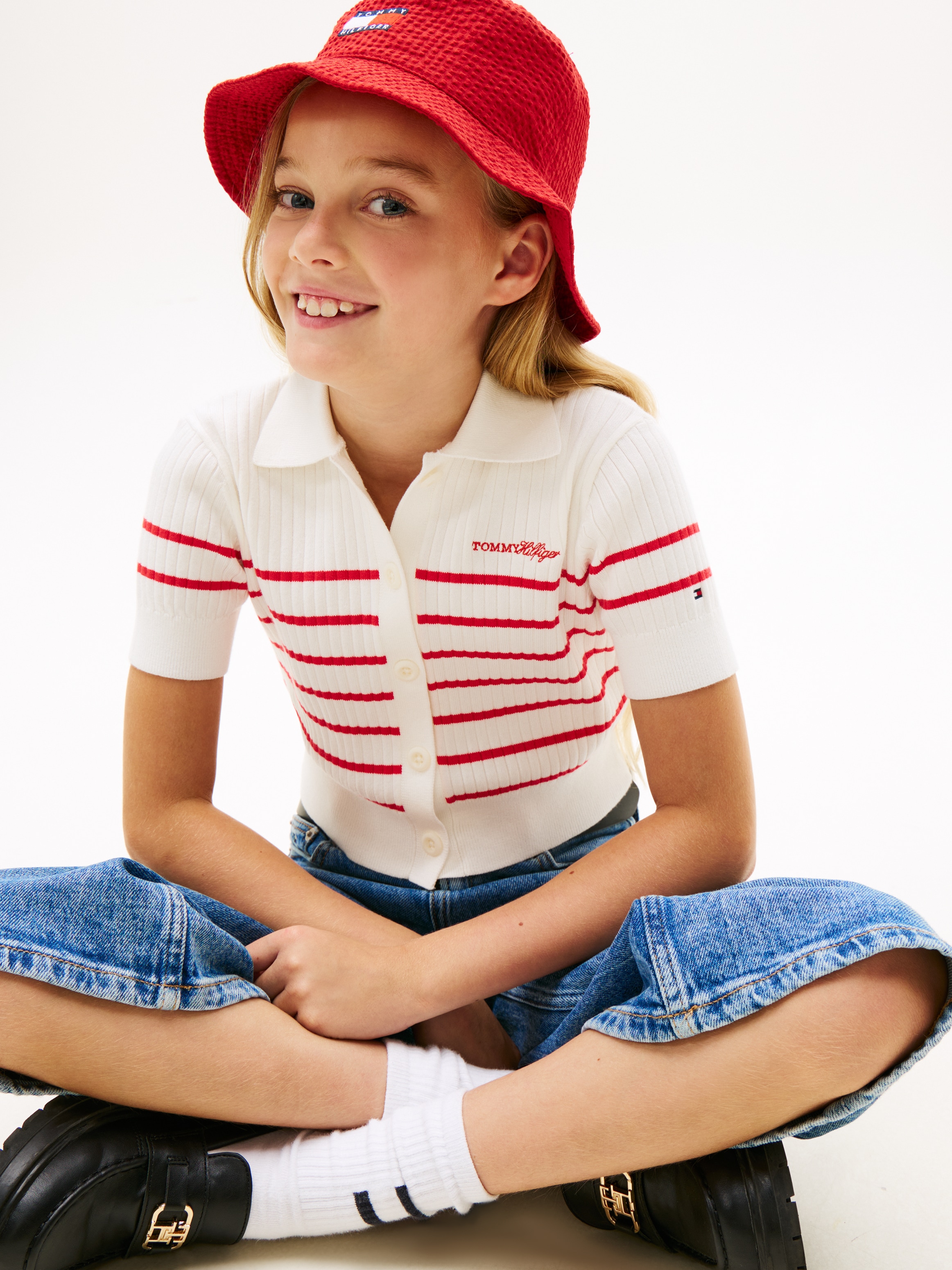 Tommy Hilfiger Veste en tricot »SWEATER RIB POLO SS« Kinder bis 16 Jahre, regular fit