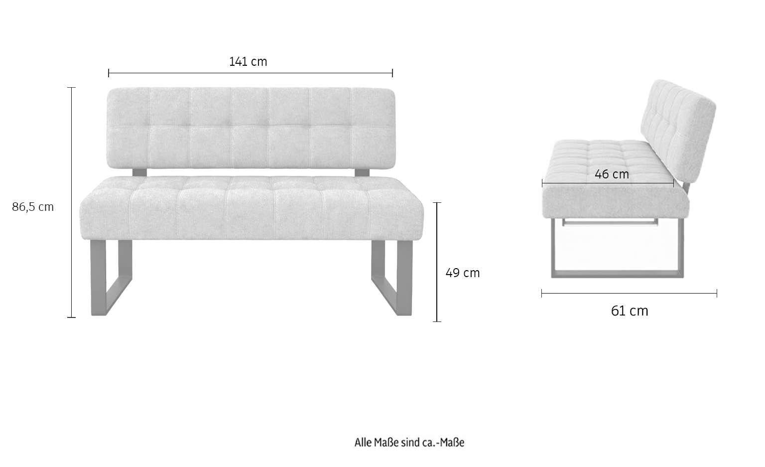 Home affaire Banc »Mia Küchenbank, Polsterbank, Esszimmerbank, 141x64 cm« Moderne Bank und  Farben, Sitzplatzanzahl: 2-3, Frei in Raum stellbar