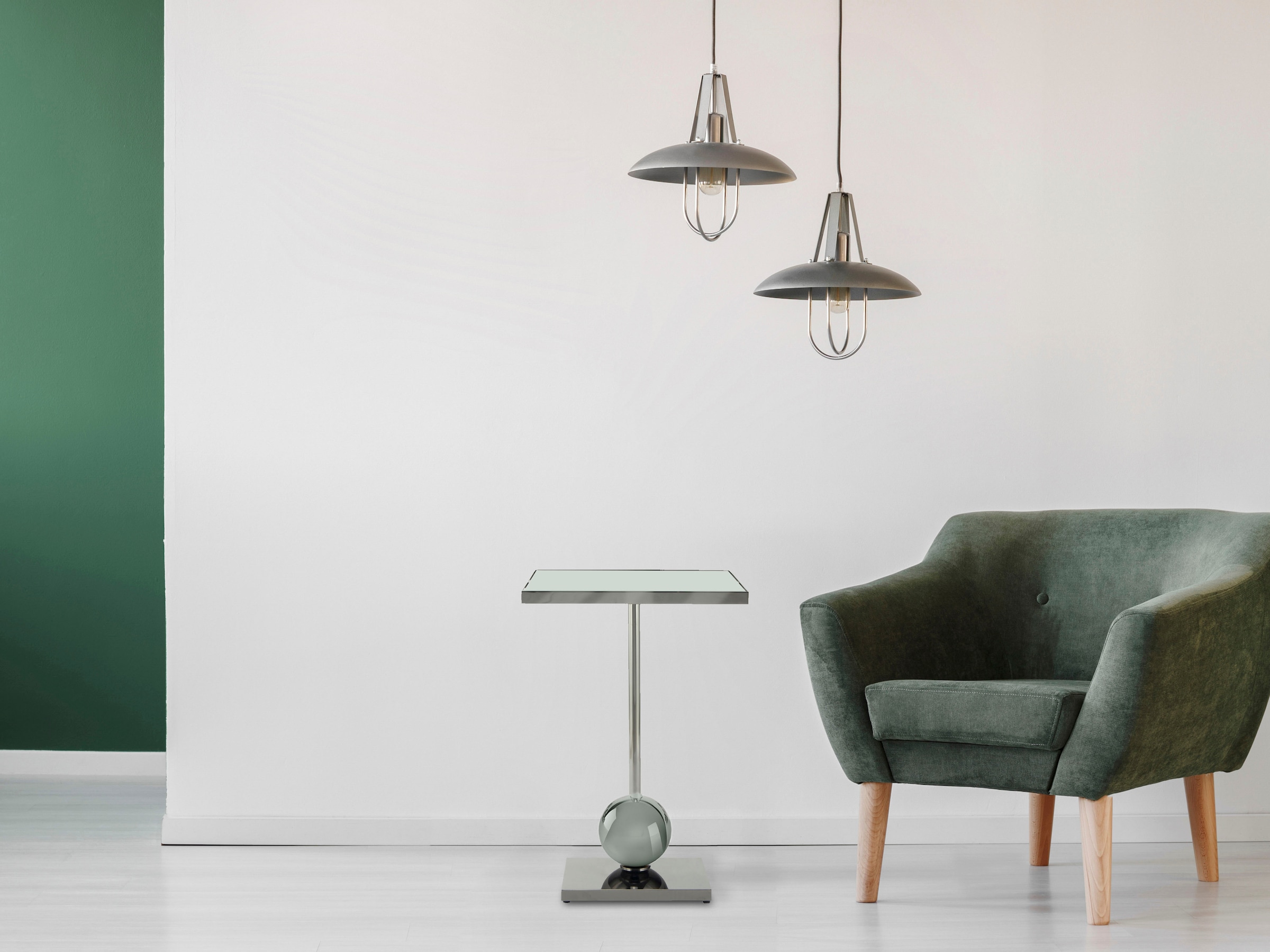 Kayoom Table d'appoint »Leva 125, Ablagefläche für Deko, Edelstahlgestell, Spiegelglasplatte« 1 cuis tlg. modern, stabil, edel, modern, Edelstahlgestell