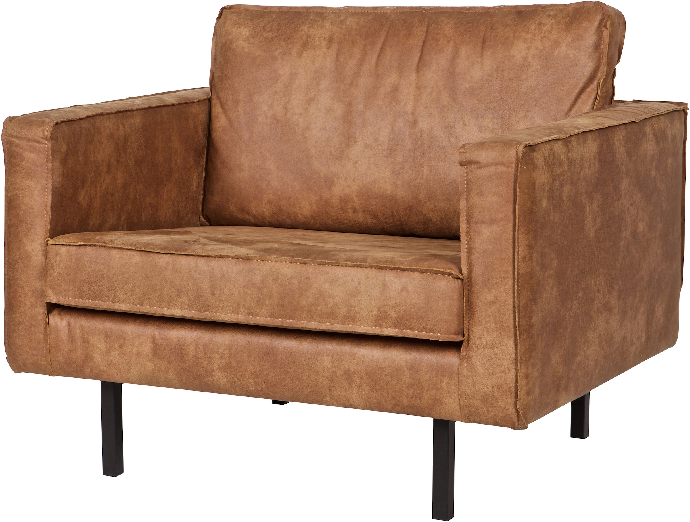 WOOOD Fauteuil lounge »Rodeo Recycling-Lederfaser-Verbundstoff, H 85 x B 105 x T 86 cm« capacité de charge 120 kg, bonne résistance à l'usure, suspension en zigzag