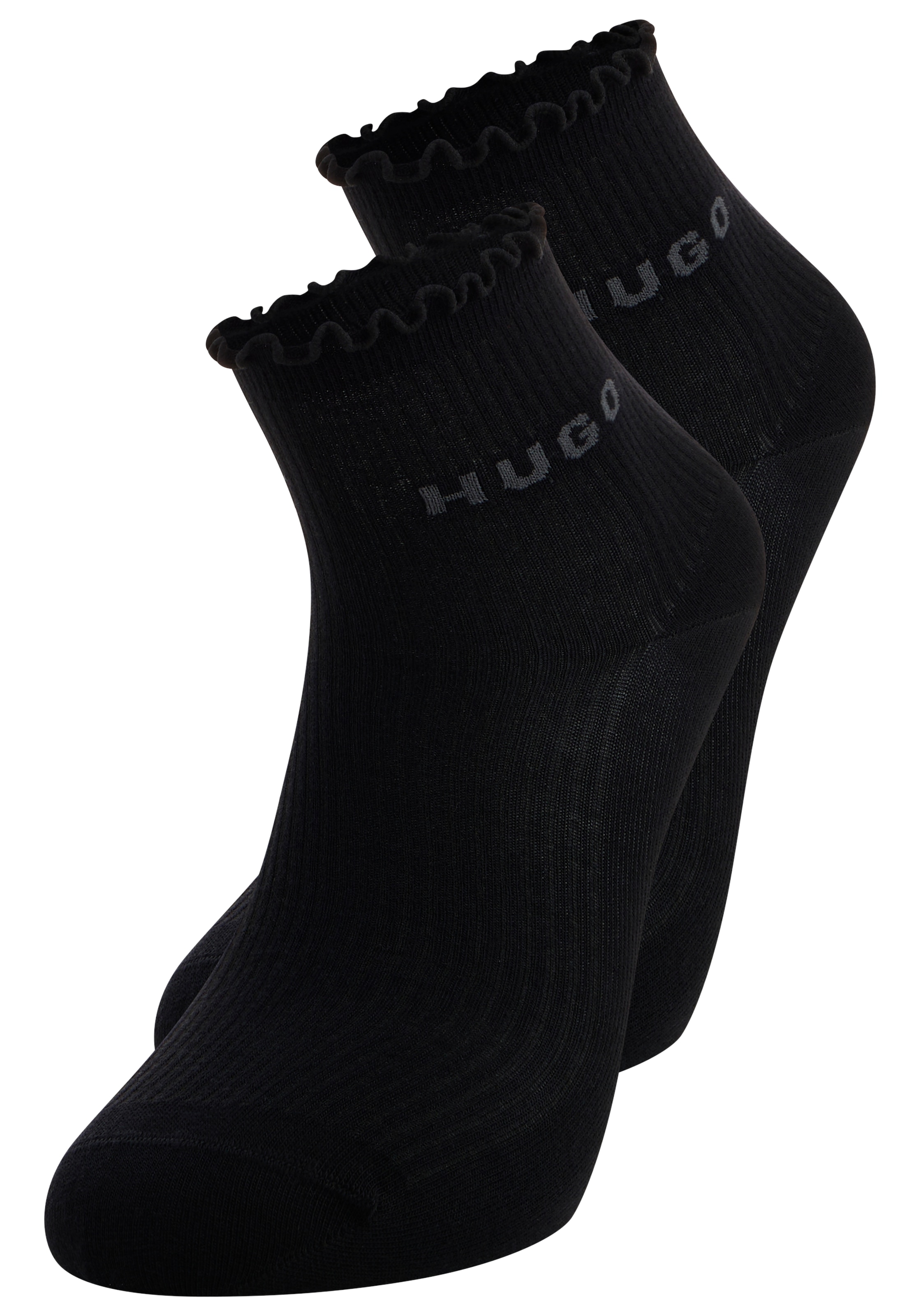 HUGO Underwear Chaussettes courtes mit gewellter Kante, Rippstruktur