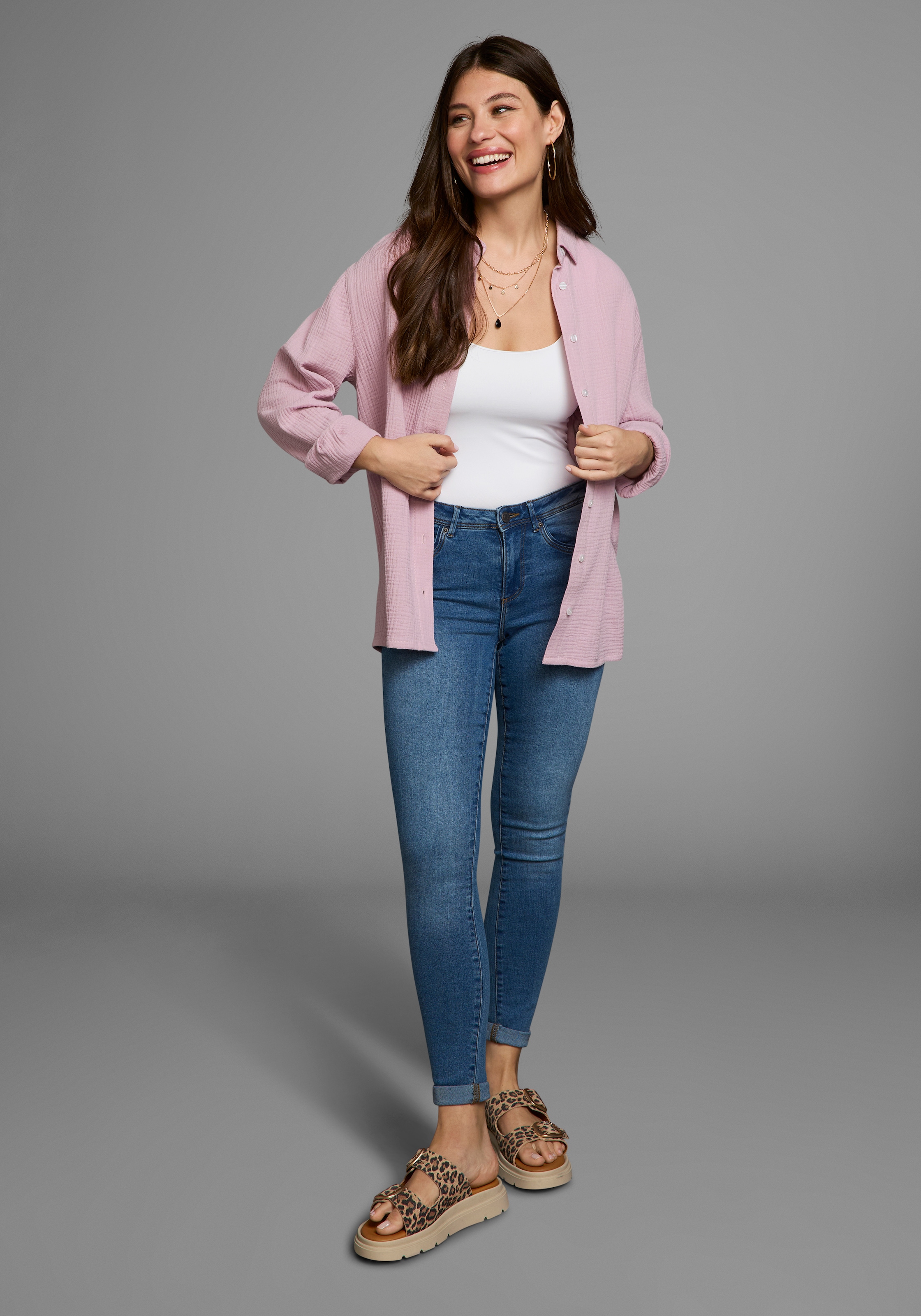 Laura Scott Chemisier long in Musselin-Qualität