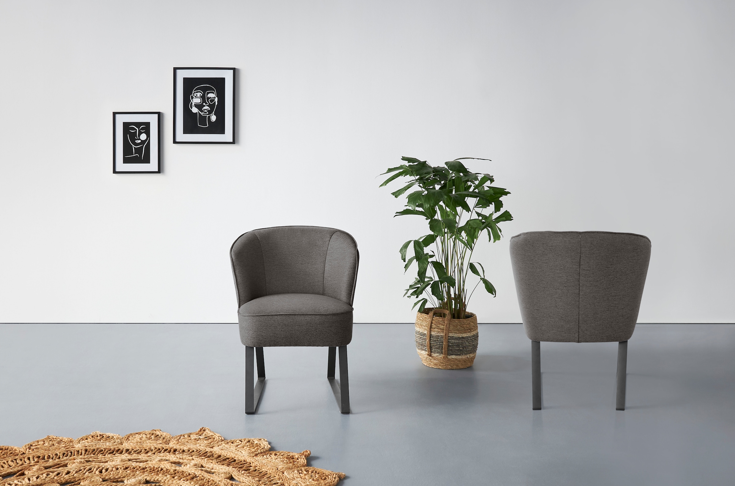 exxpo - sofa fashion Sessel »Americano, Loungesessel« mit Keder und Metallfüssen, Bezug in verschiedenen Qualitäten, 1 Stck.