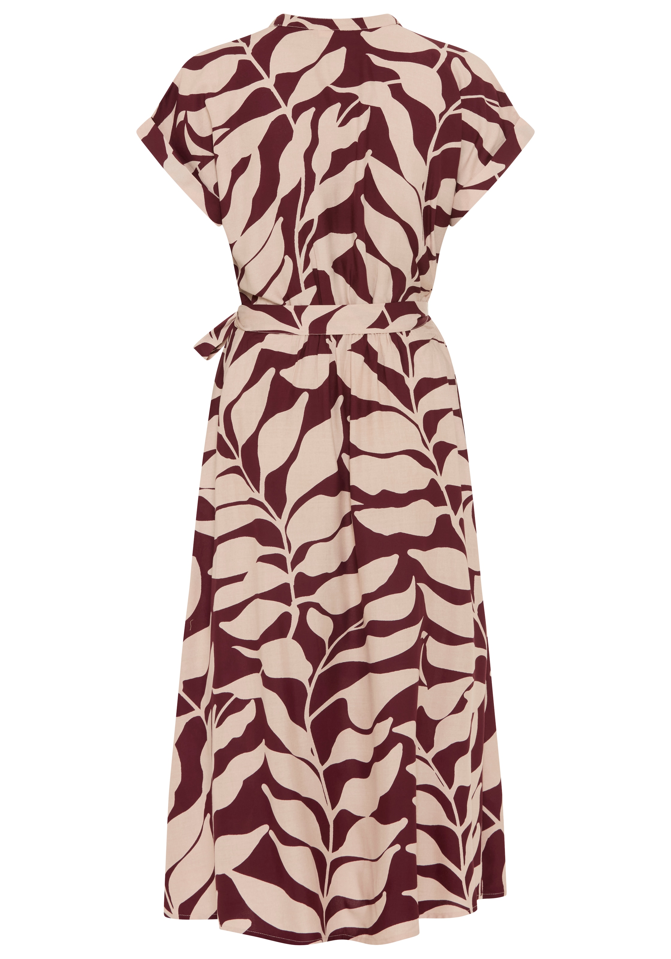 Tamaris Robe chemisier Set, mit Bindegürtel, 2 pièces tlg. aus Viskose, für Frühling und Sommer, gemustert, Mitte-Wade-Länge