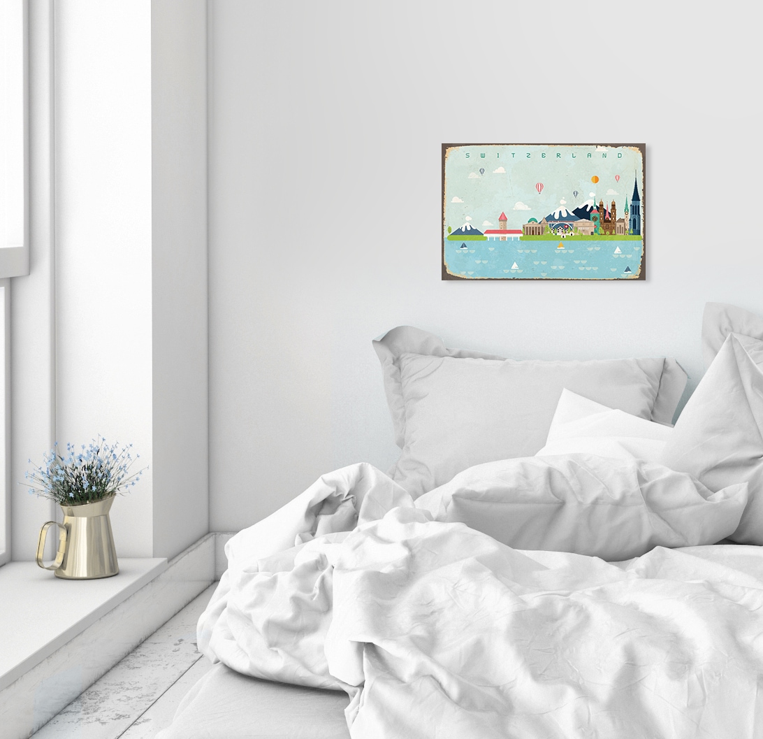 queence Tableau métallique »SWITZERLAND BALLON« Stahlschild, Blechschild, Schweiz