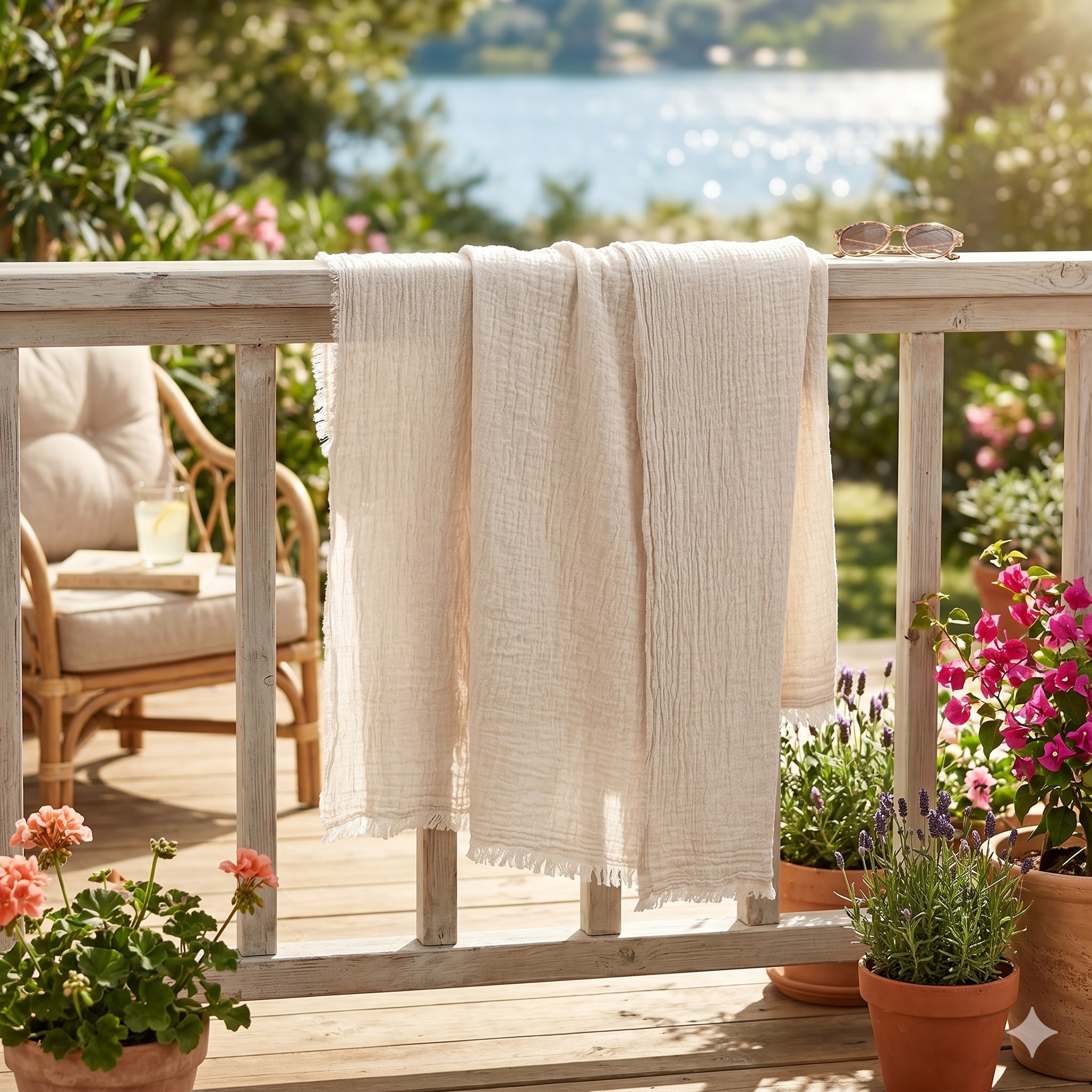 done.® Couverture en laine »LUMA« Musselin Optik