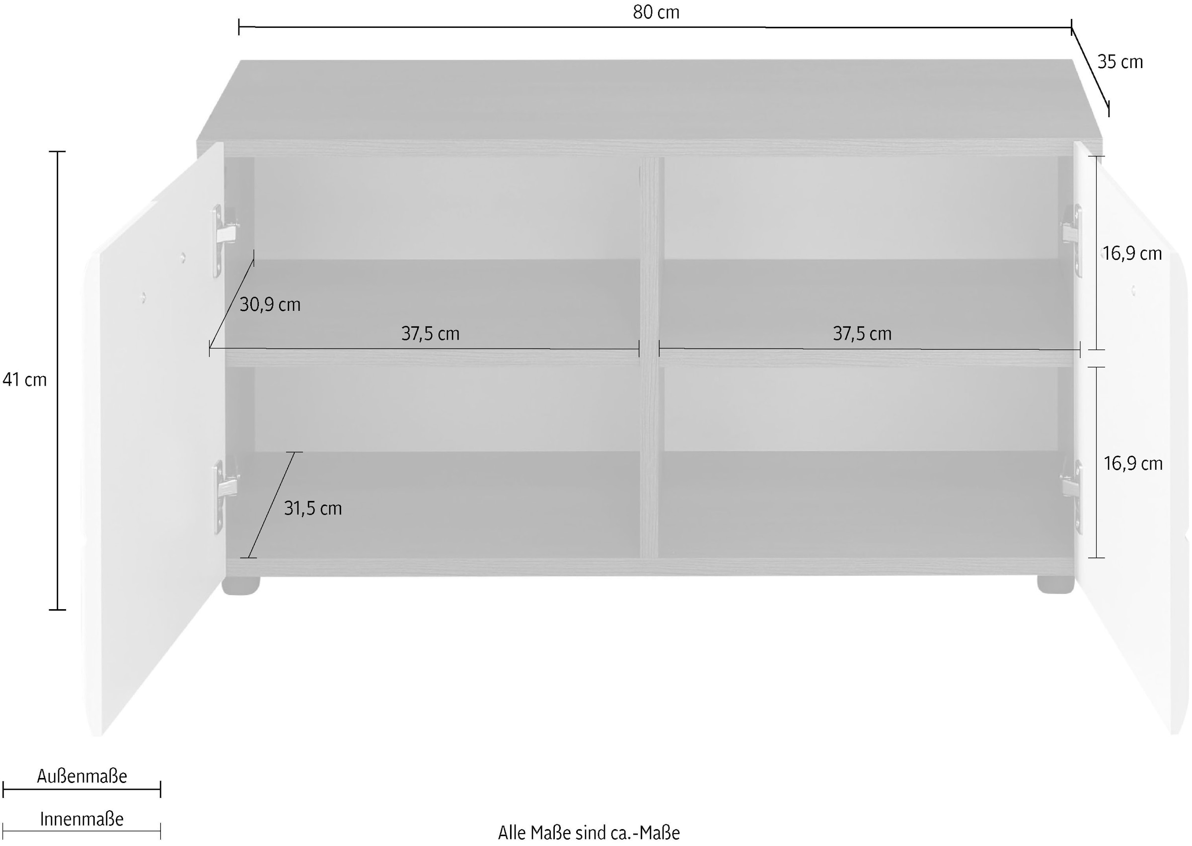 Home affaire Banc »Sovana« Sitzbank mit 2 Türen - (B/T/H) 80/35/41 cm