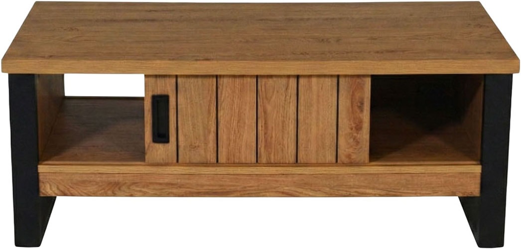 Jahnke Table basse »RIVA COFFEE« table basse avec rangement & portes coulissantes, effet chêne, largeur : 108,5 cm