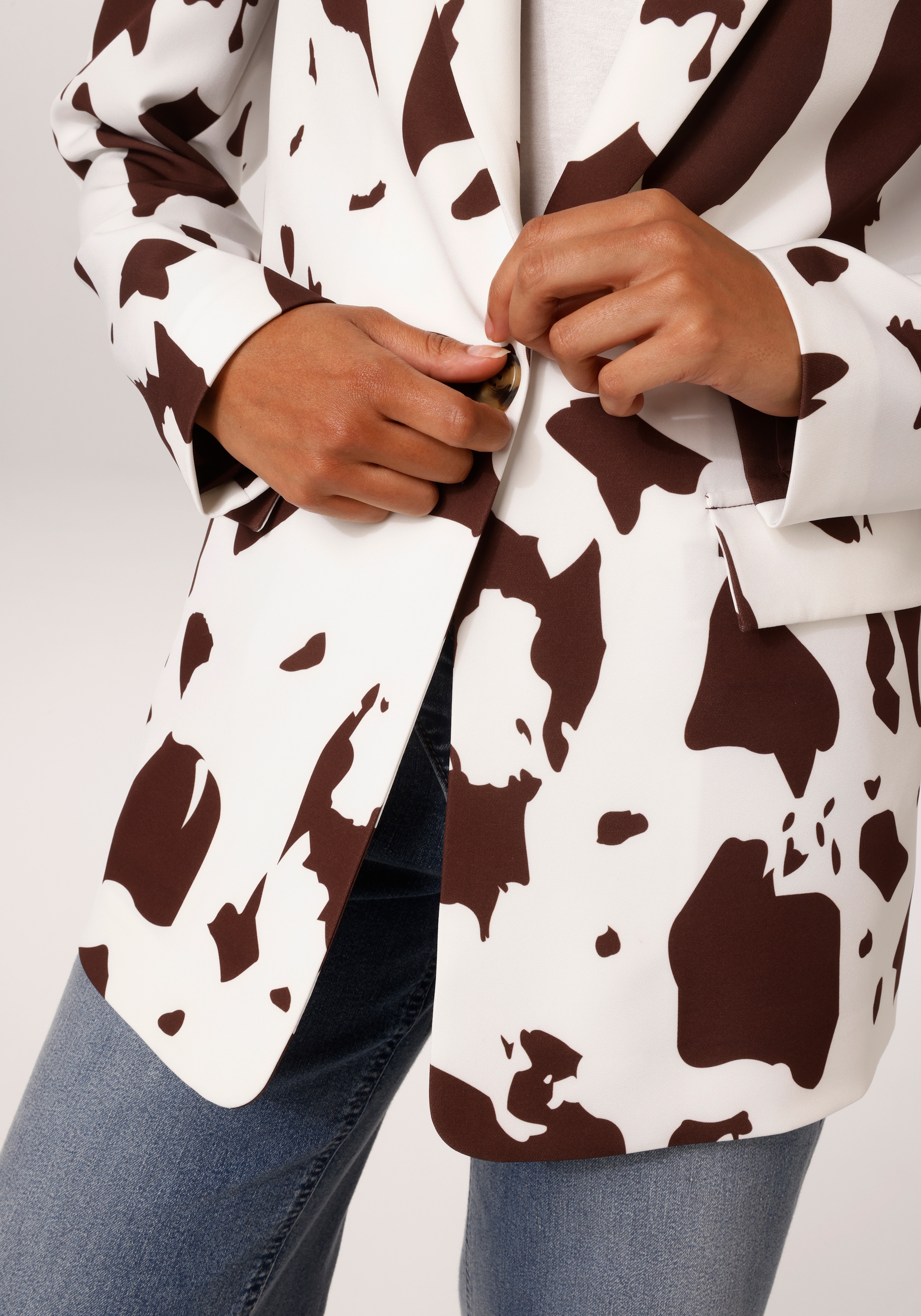 Aniston CASUAL Blazer long mit topaktuellen Kuh-Flecken -jedes Teil ein Unikat - NEUE KOLLEKION