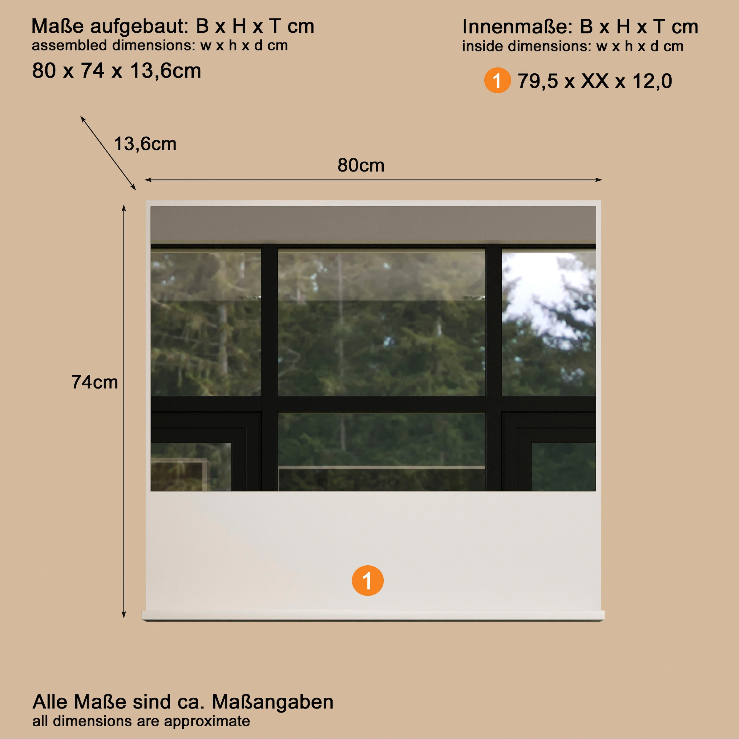 welltime Miroir mural »San Pedro« Kompakter Badspiegel mit Ablagefläche – Masse (B/T/H) 80/14/74 cm