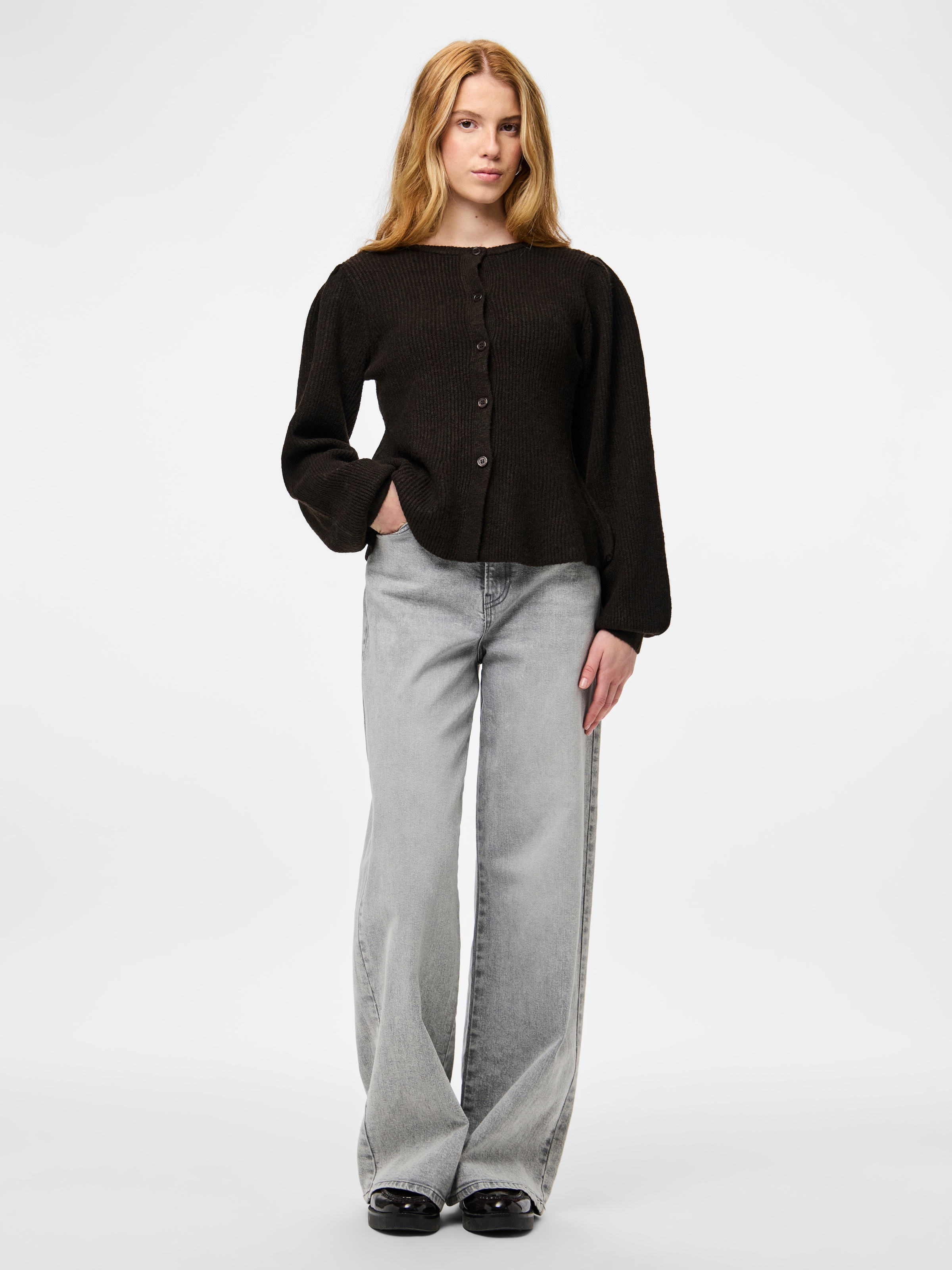 pieces Veste en tricot »PCSILLY LS PUFF KNIT CARDIGAN NOOS BC« mélange de matériaux