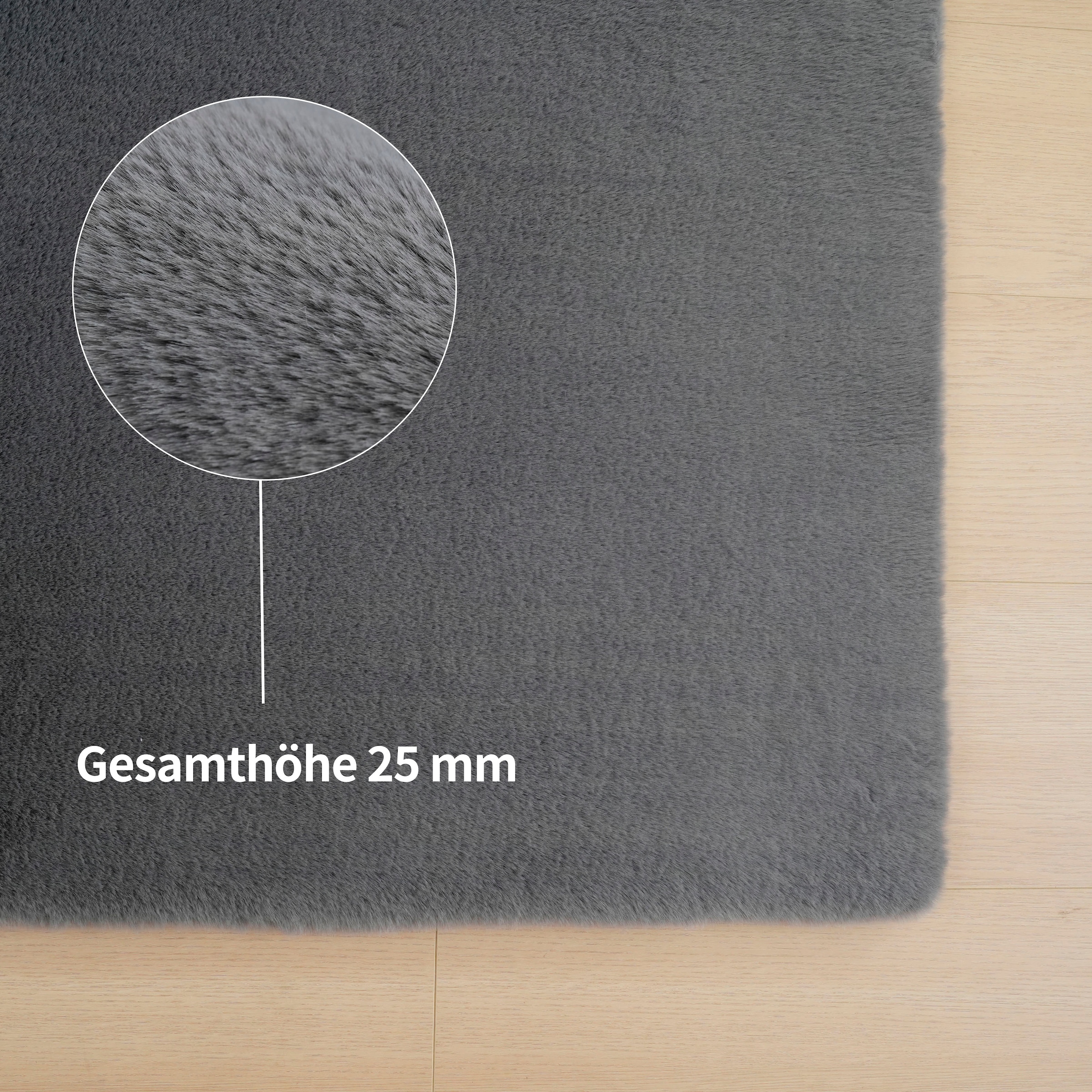 Bruno Banani Tapis en fourrure »Rabbit 2, Kunstfell Teppich, Modern« Rectangulaire 25 mm Höhe Kaninchenfell-Haptik, sehr weich, Wohnzimmer, Schlafzimmer, Esszimmer