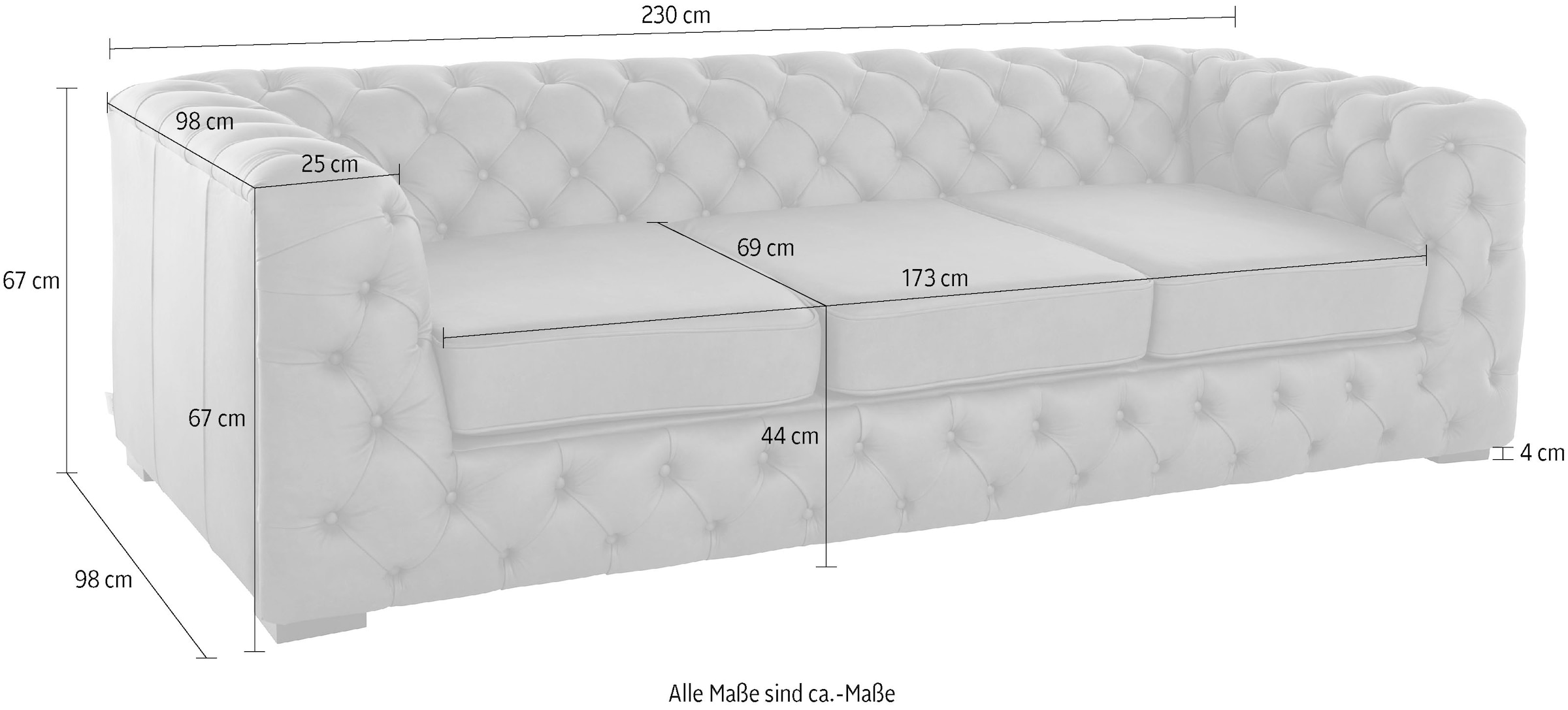 Home affaire Chesterfield-Sofa »Kalina« klassische Chesterfield-Knopfheftung, sehr hochwertige Verarbeitung