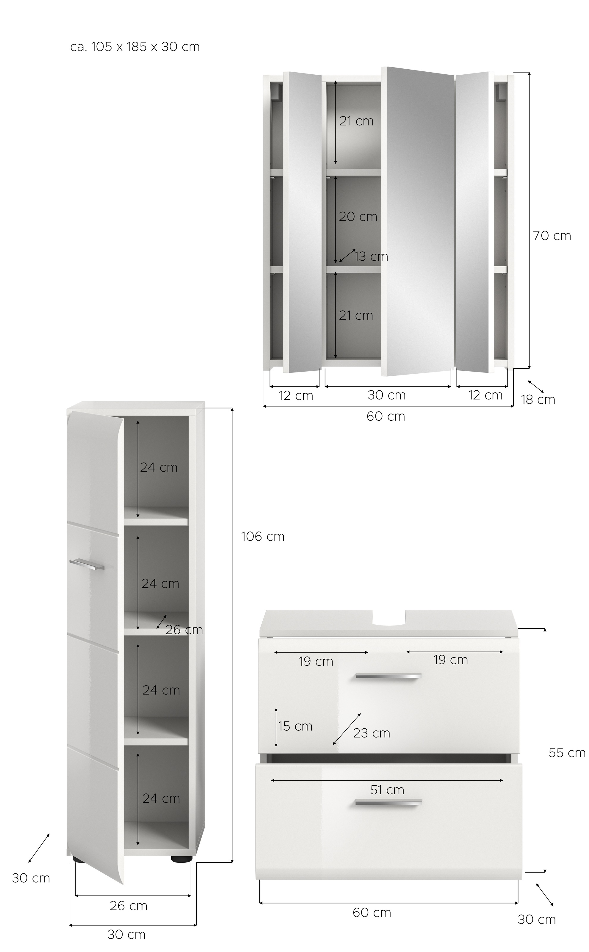 INOSIGN Badezimmer-Set Set, 3 Stk. tlg.