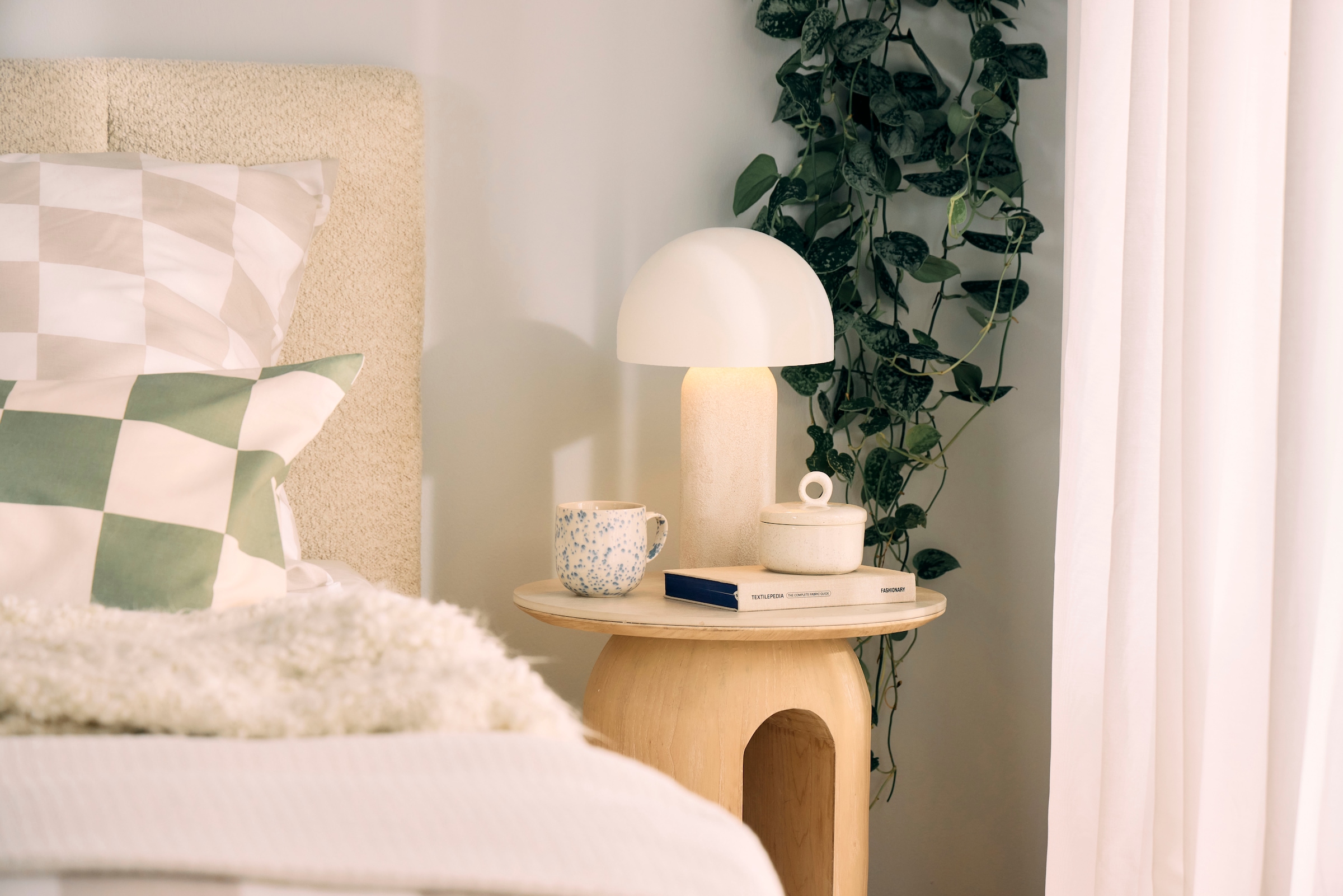 homsy by Ana Johnson Tischleuchte »LUMEVA Pilz Lampe« E14 warmweiss - kaltweiss Keramik, Pilzleuchte, Höhe 38cm, beige, Metall, E14 Fassung