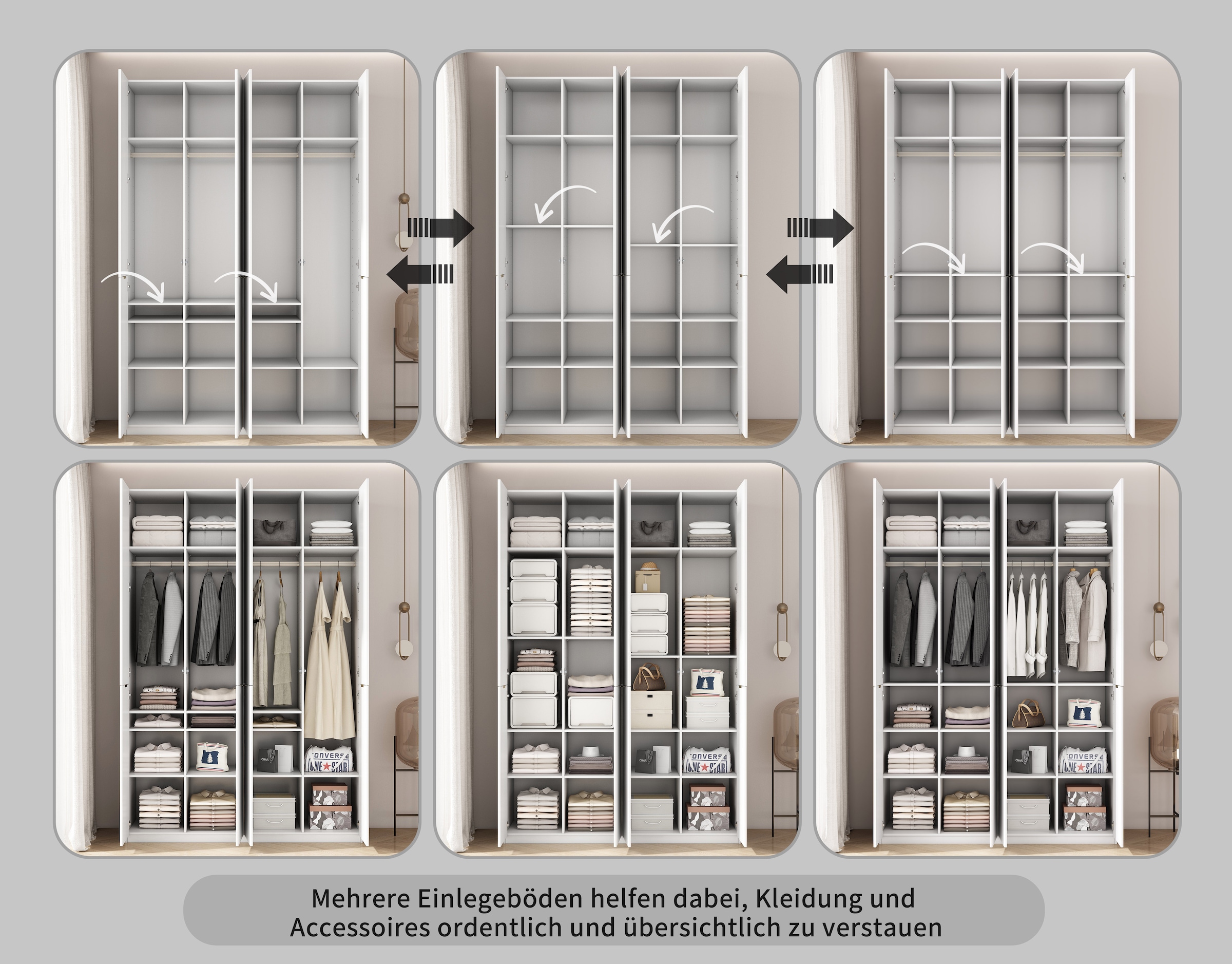 GOODproduct Kleiderschrank »Jorella Schlafzimmerschrank Garderobe mit Softclose« eleganter Schlafzimmerschrank Rillendesign Trend Breite 161cm