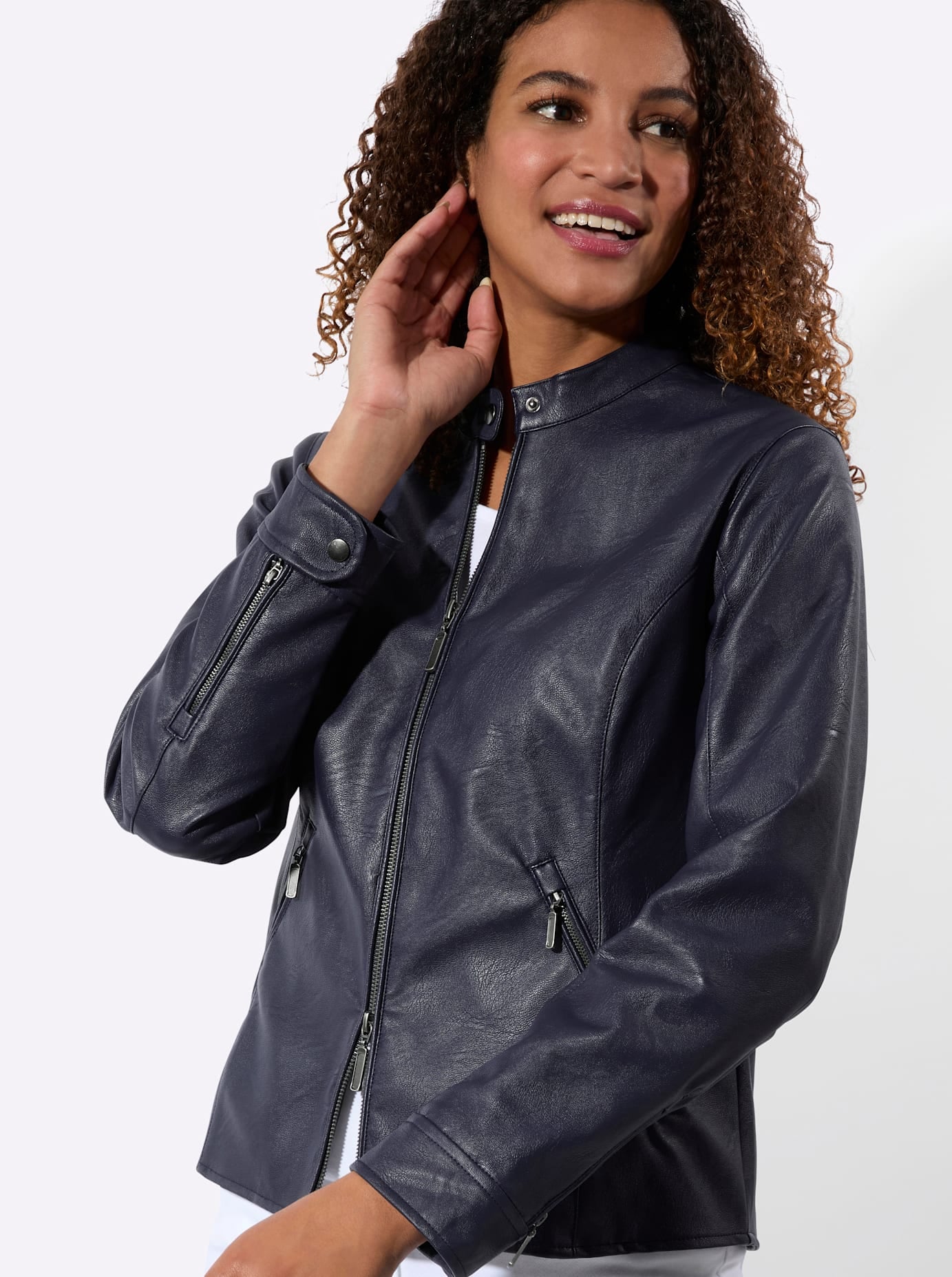 Inspirationen Veste en imitation cuir ohne Kapuze