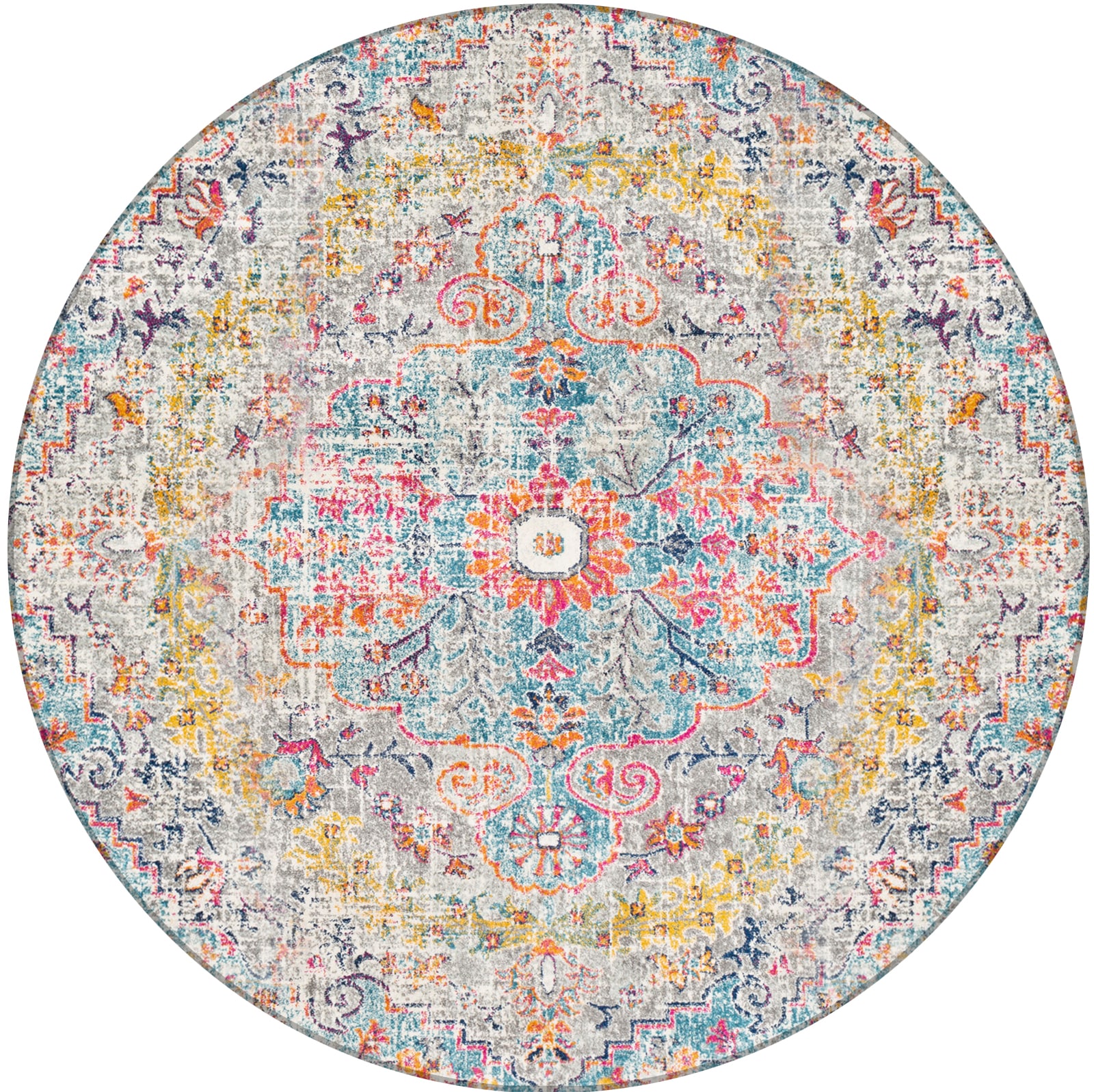 Livabliss Teppich »MUNICH« rund 11 mm Höhe Vintage Orientteppich, Kurzflor Boho Wohnzimmerteppich, Läufer, ⌀160cm