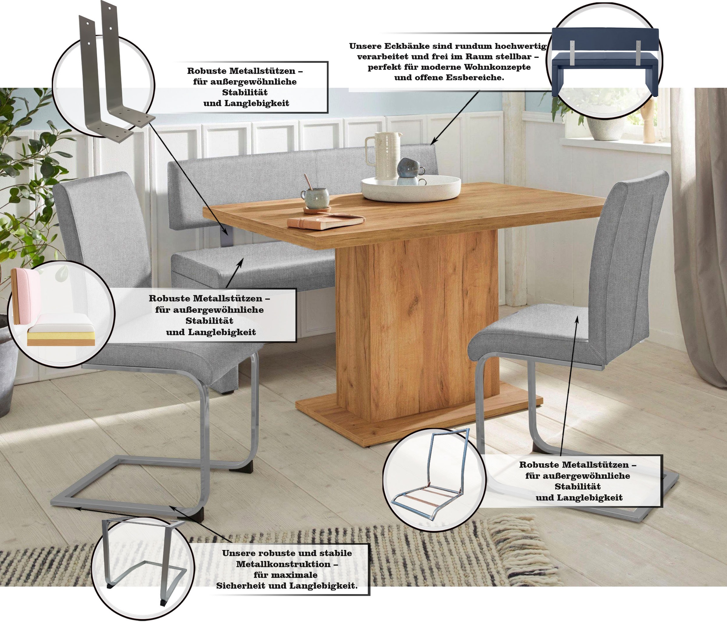 GOODproduct Banc »Charissa« mit Lehne, Breite 140, 160 oder 180 cm