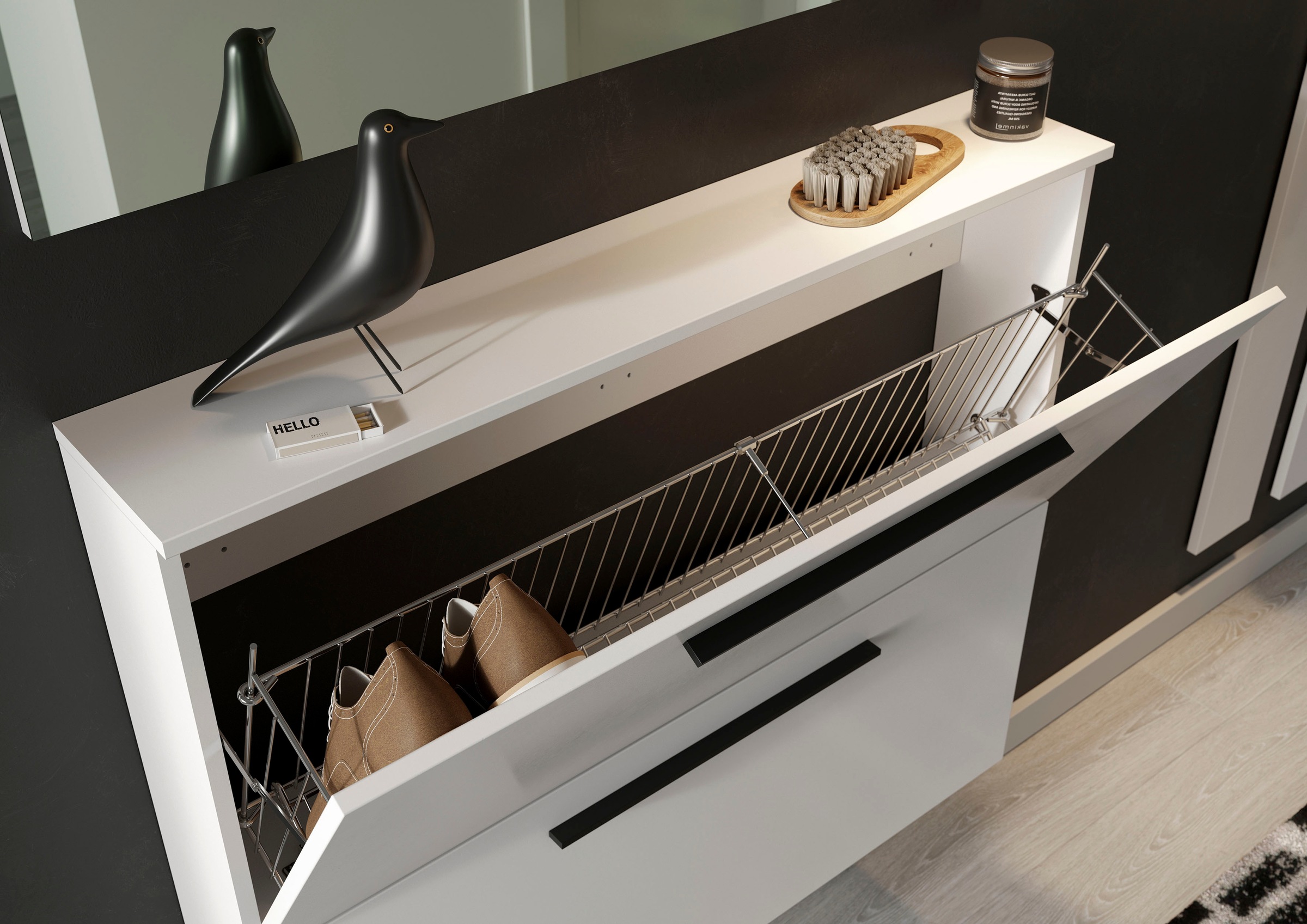 GERMANIA Schuhschrank »GW-Utah Schuhschrank in 2 Breiten, mit 2 oder 3 Klappen,« stehend und hängend montierbar