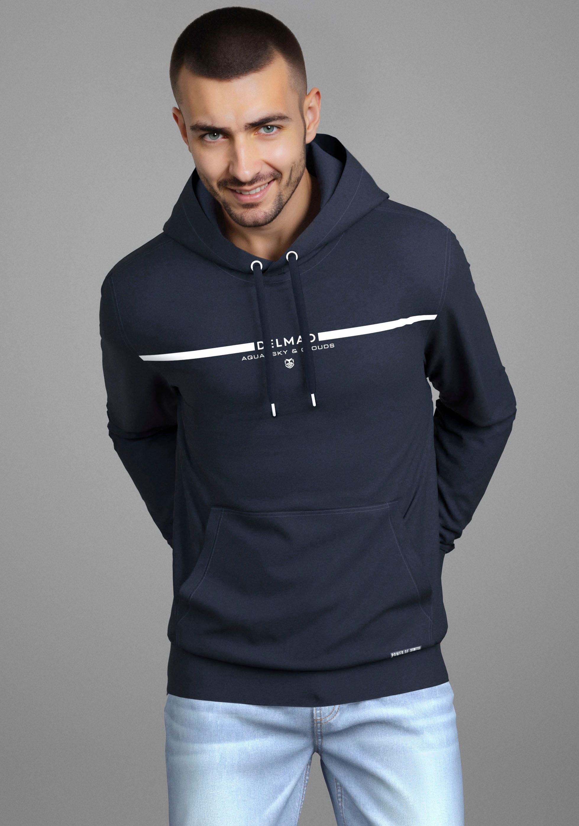 DELMAO Sweat à capuche , Langarm, lockere Passform, mit Print, mit Kapuze
