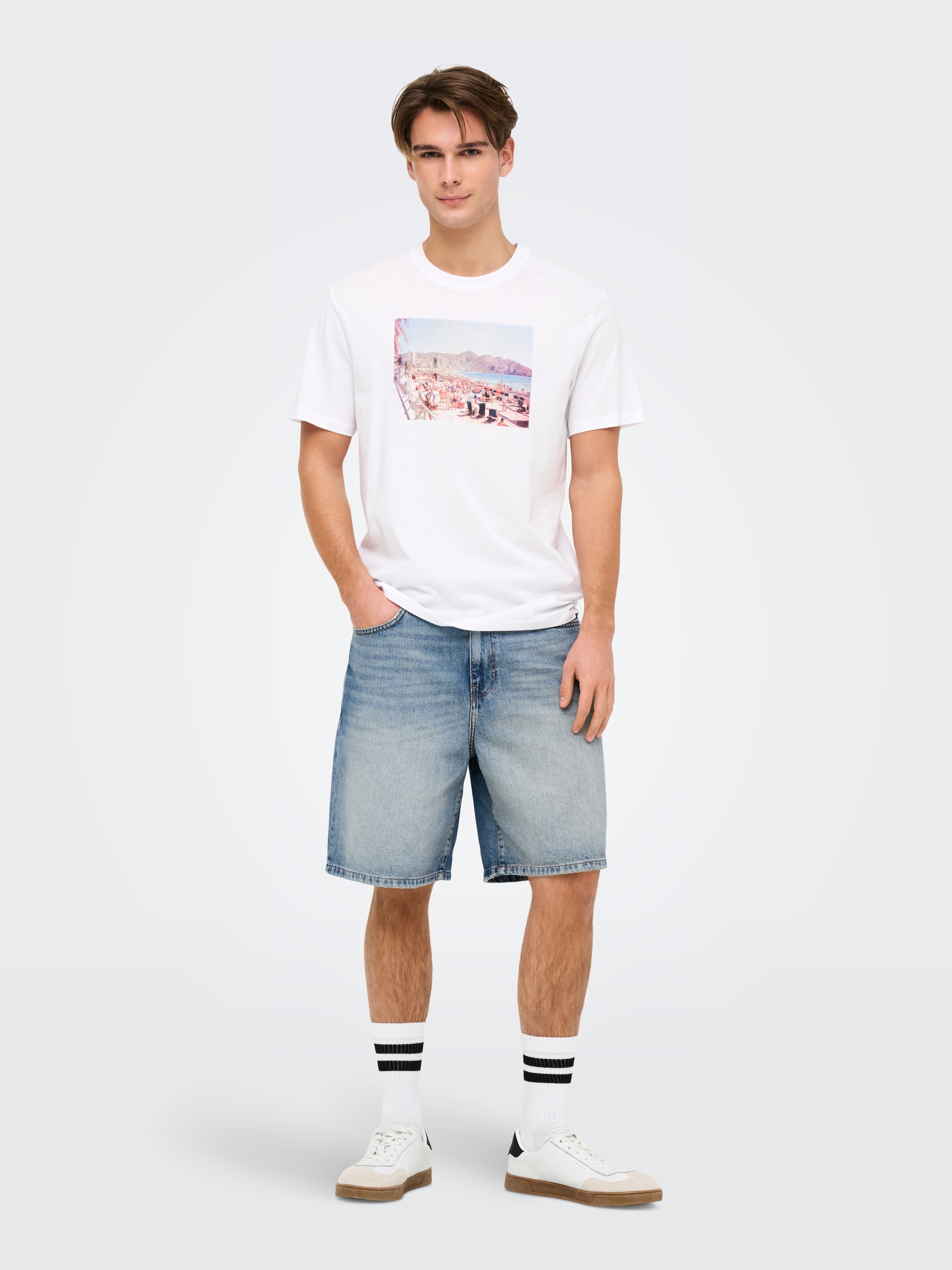 ONLY & SONS Short en jean »ONSFADE MB TINT 9085 TAI DNM SHORTS NOOS« coton, coupe ample
