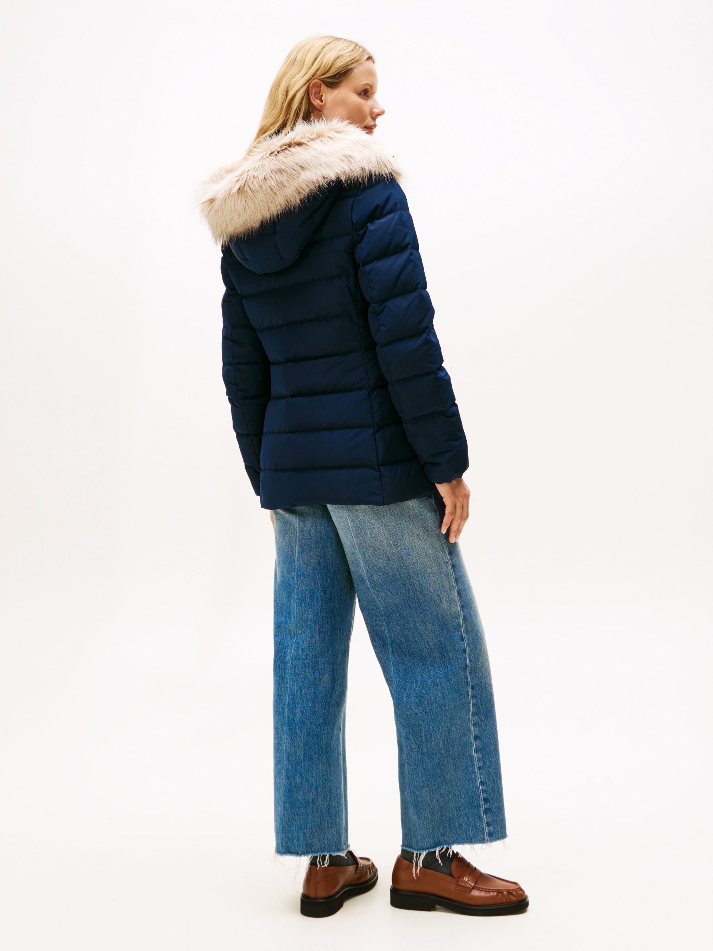 Tommy Hilfiger Veste matelassée »MW DOWN SLIM JACKET WITH FUR« mit Kapuze mit Fellimitat