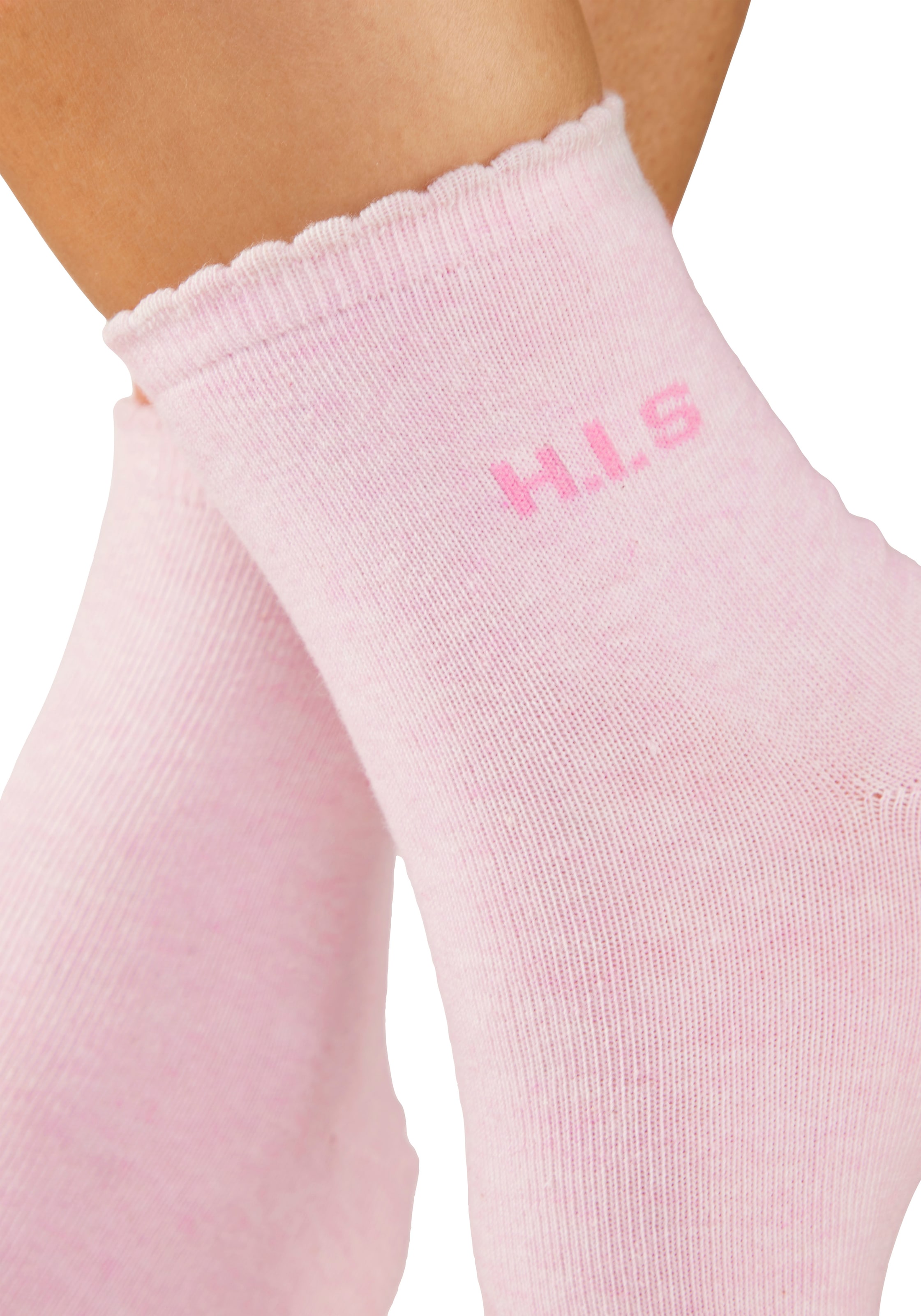 H.I.S Chaussettes courtes »Damen uni und meliert für die ganze Woche« Paquet, 7 Couple tlg. avec un bord-côte ondulé