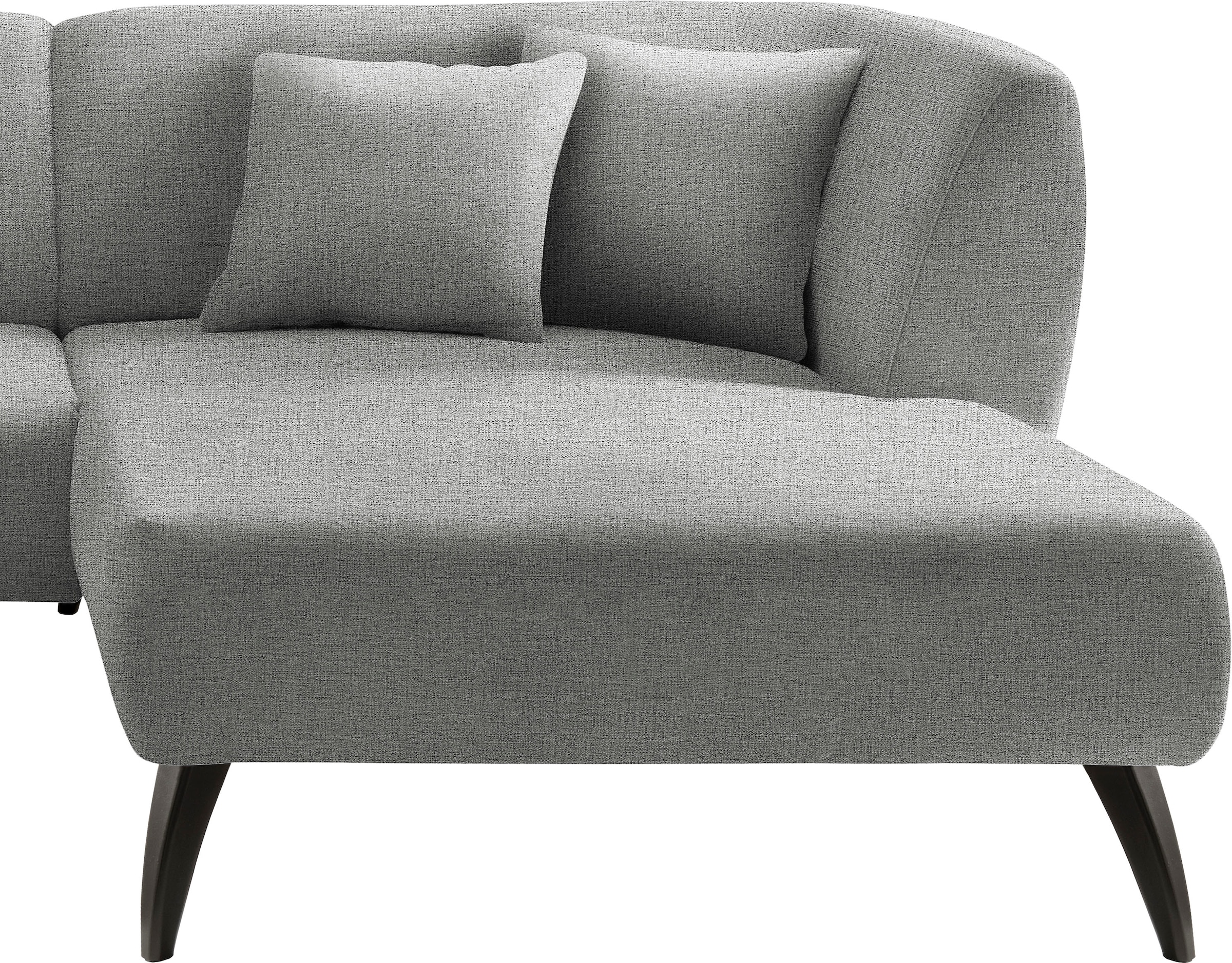 INOSIGN Ecksofa »Colori Polstermöbel mit zeitlos eleganter Rückenführung. L-Form« Holzfussfarbe wählbar, inkl. 4x Zierkissen