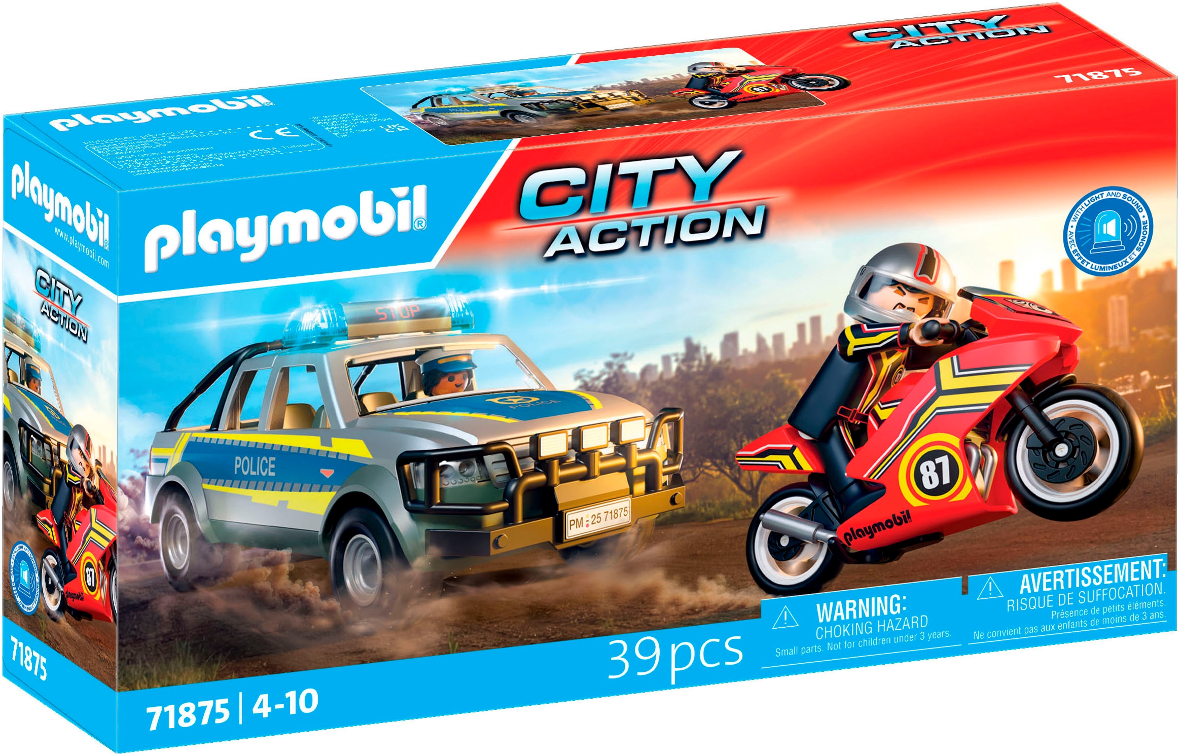 Playmobil® Jeu de construction »Verfolgungsjagd mit Polizei Pick-Up (71875), Action Heroes« mit Licht und Sound; Made in Europe