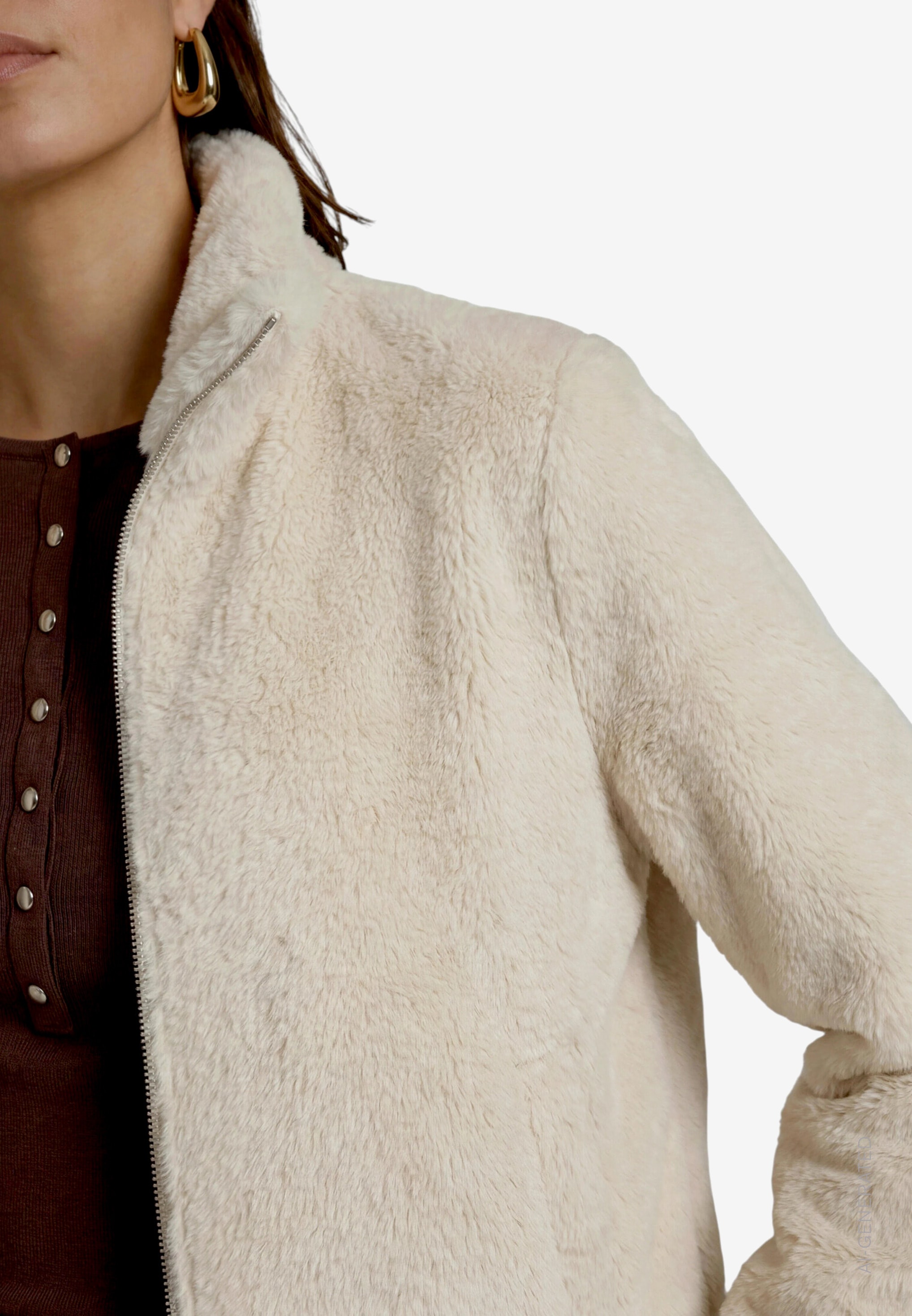 Zero Veste en fausse fourrure sans capuche Veste douillette avec col haut