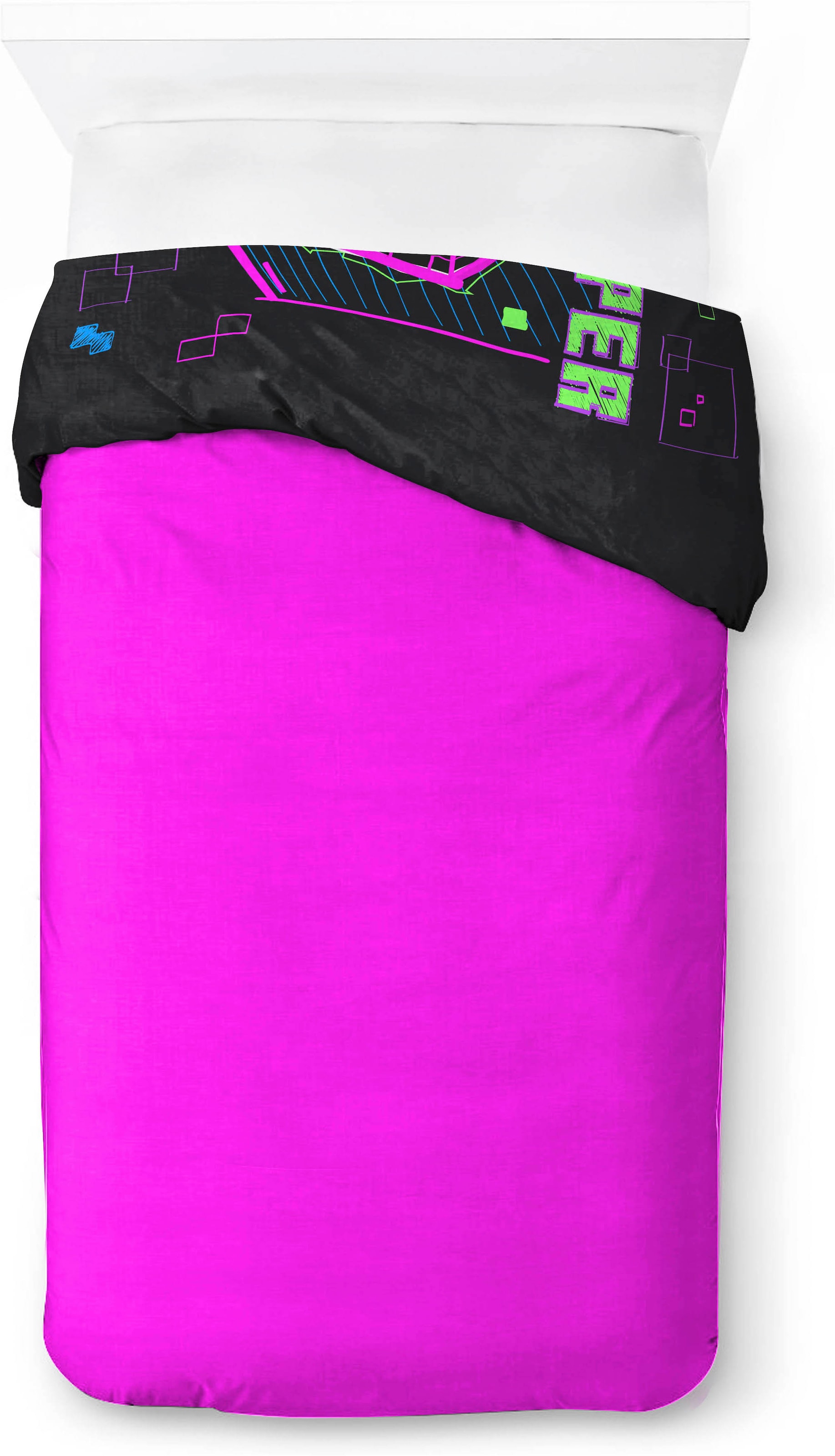 Minecraft Linge de lit pour enfants »Minecraft Cyber Neon« 2 100% coton