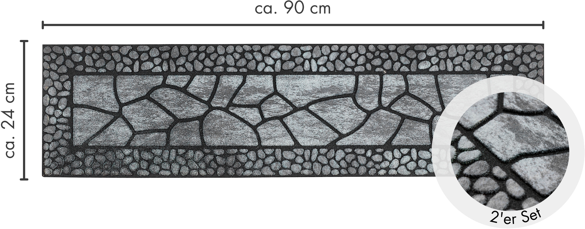 Andiamo Stufenmatte »Outdoor, 2er Set« rechteckig 6 mm Höhe Outdoor-Stufenmatten, Stein Motiv, Gartenbereich, Aussenbereich