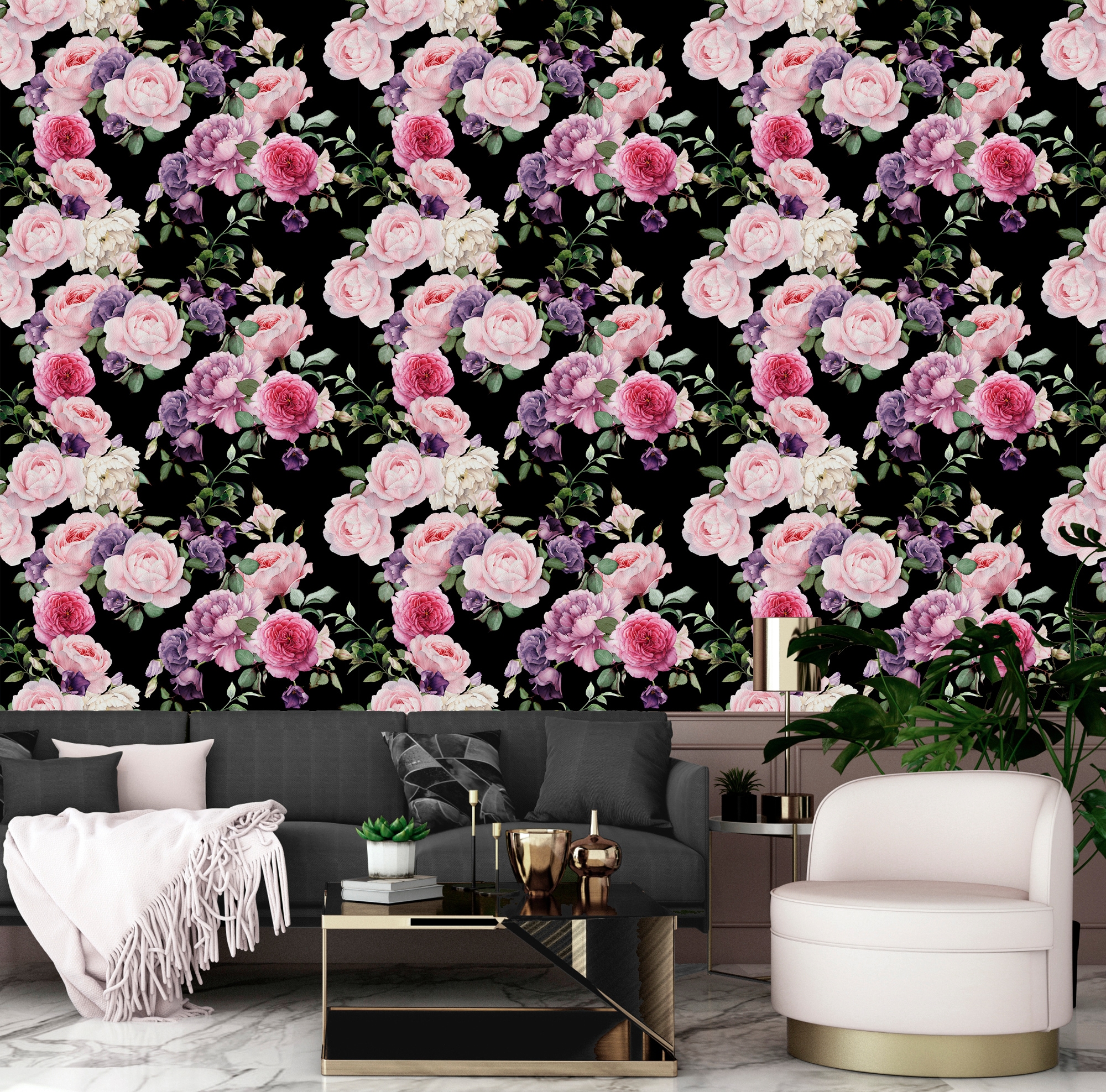 queence Papier peint vinyle »Isa« Motif | botanique | floral | imprimé | naturellement | à motifs 90x250cm, selbstklebend, kinderleichte Anbringung, , Sticker