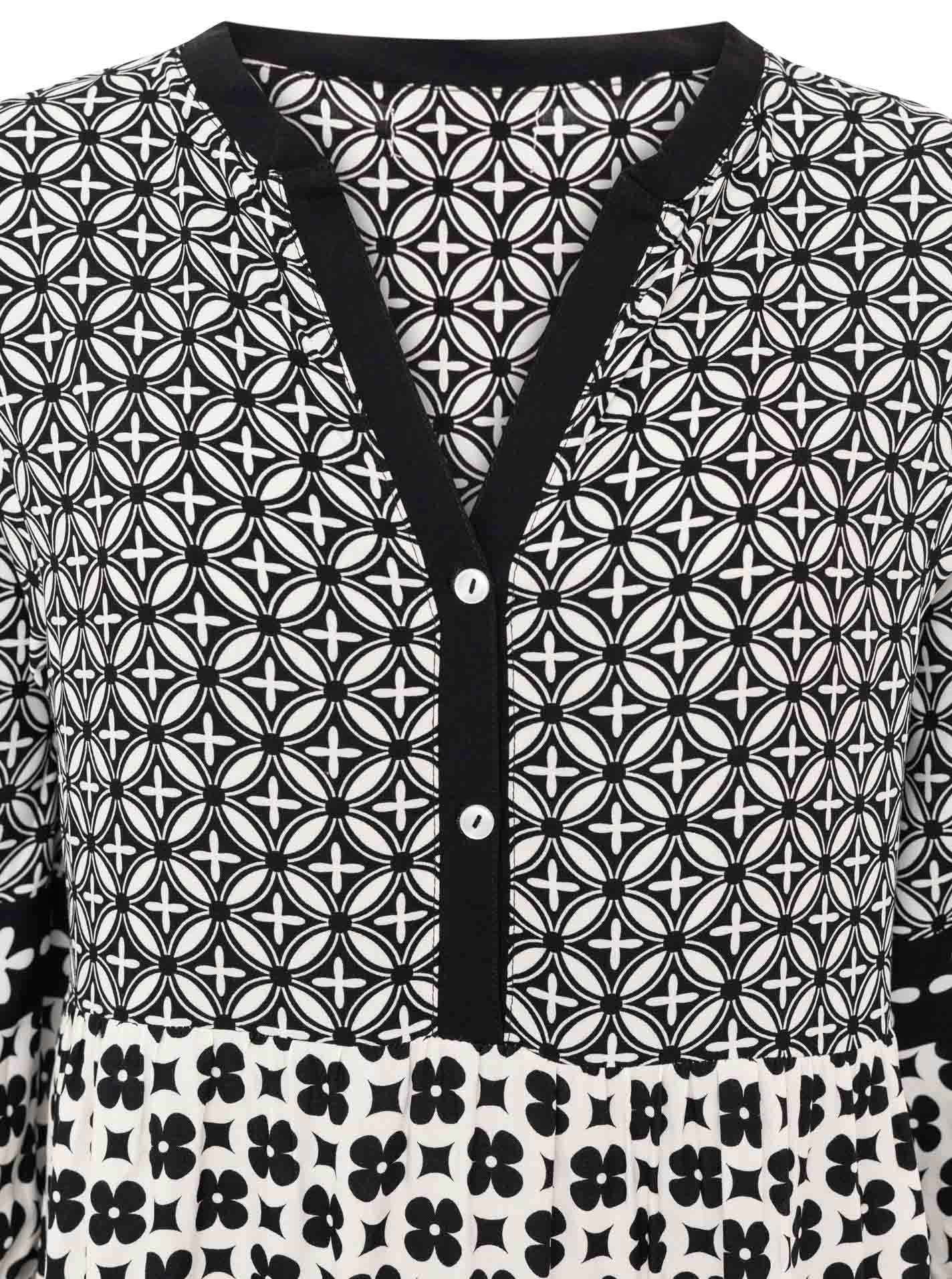 Zwillingsherz Maxi robe »"Geometric"« Ornamentmustermix, Knopfleiste, 3/4 Arm