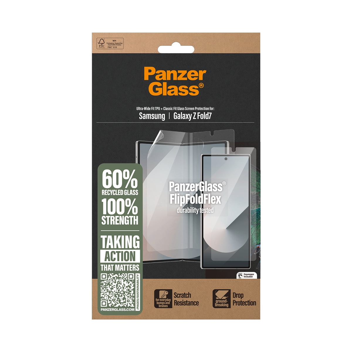 CARE by PanzerGlass Displayschutzglas »Ultra-Wide Fit Screen Protector« für Samsung Galaxy Z Fold7 Displayschutzfolie, Schutzfolie, Bildschirmschutz, kratz- & stossfest