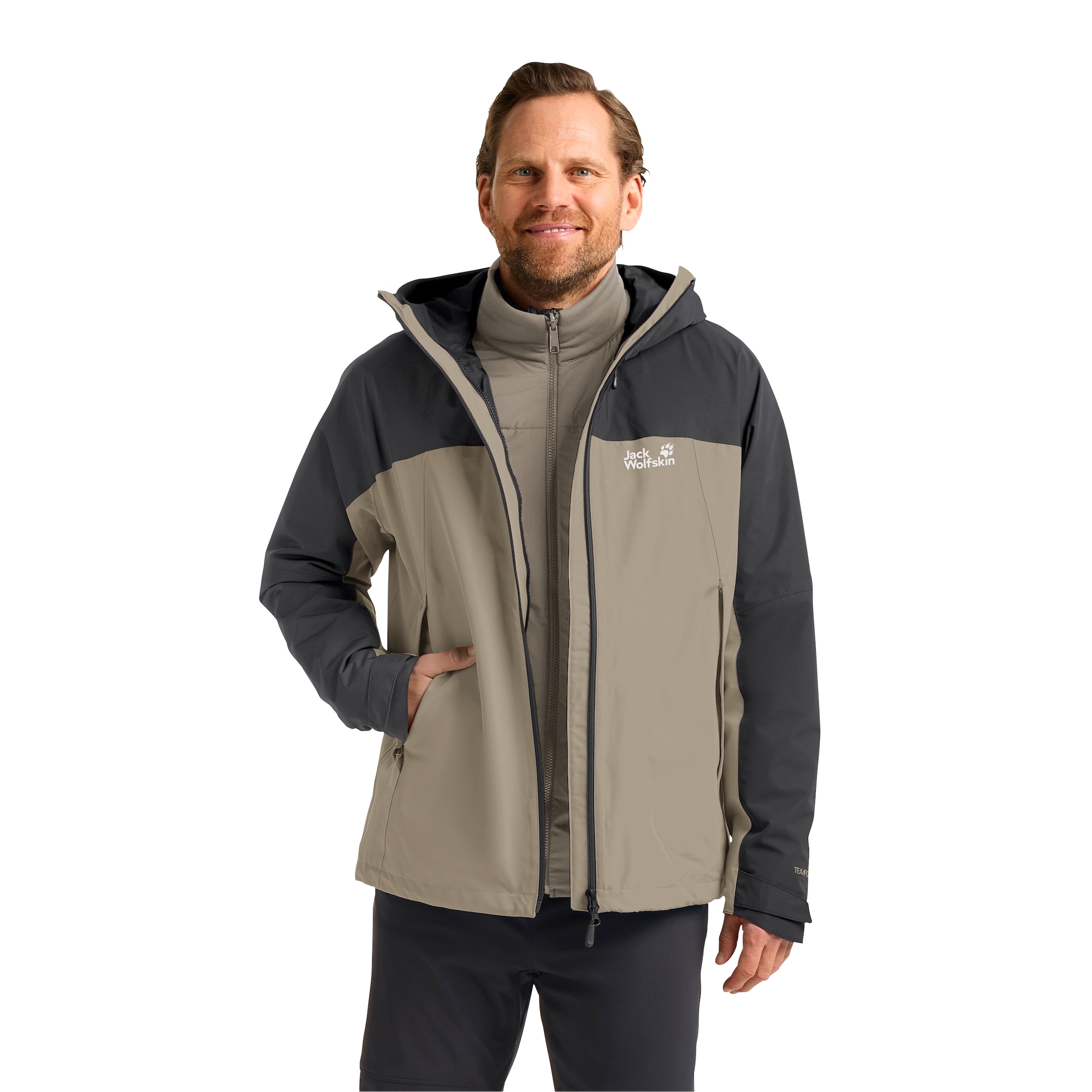 Jack Wolfskin Veste fonctionnelle 3 en 1 mit Kapuze 3in1, wasserdicht, Übergangsjacke
