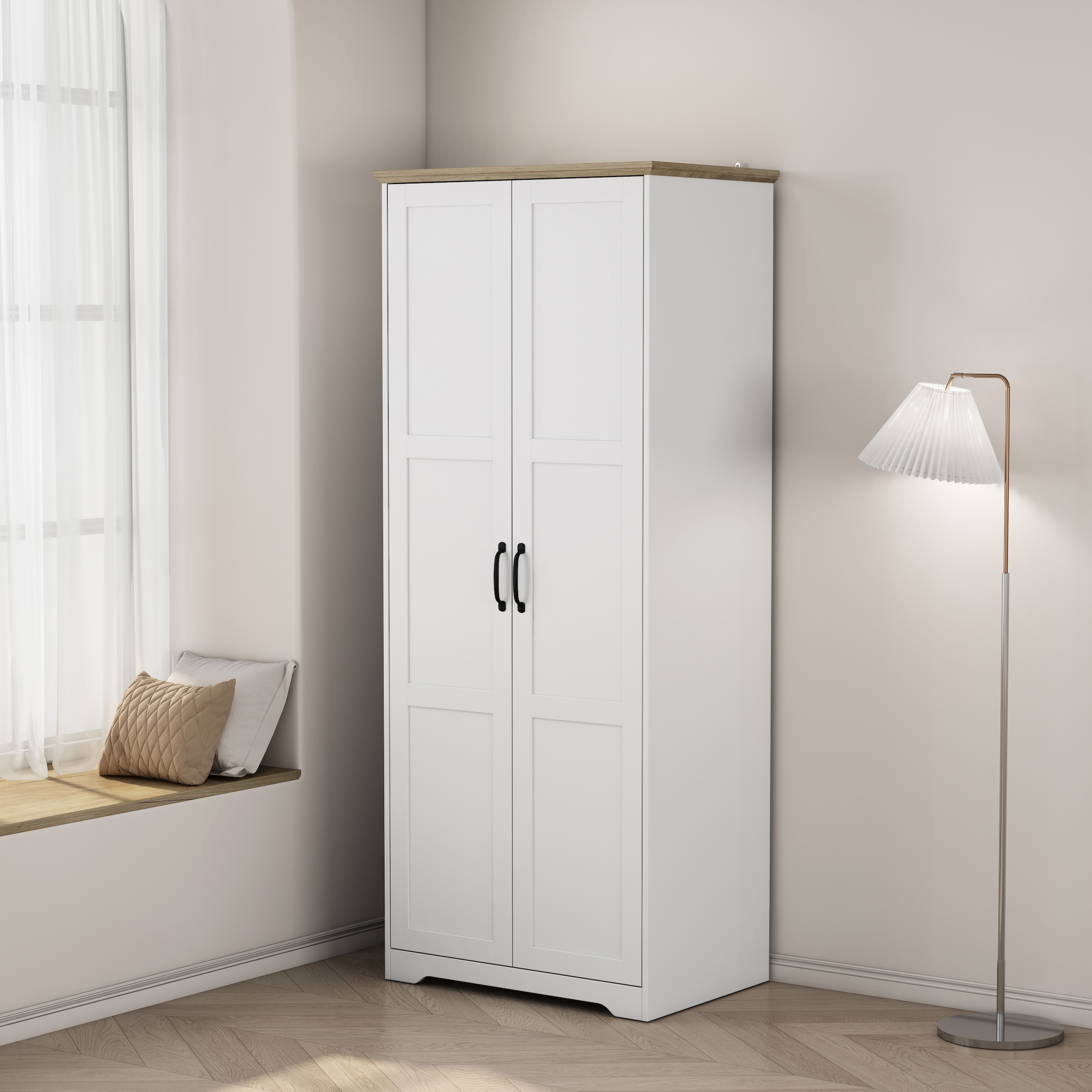 GOODproduct Armoires à vêtements »Emmilia Schrank Schlafzimmerschrank im Landhaus Design« Landhaus Schrank mit  2 Türen in Breite 82,7cm, Höhe 2m