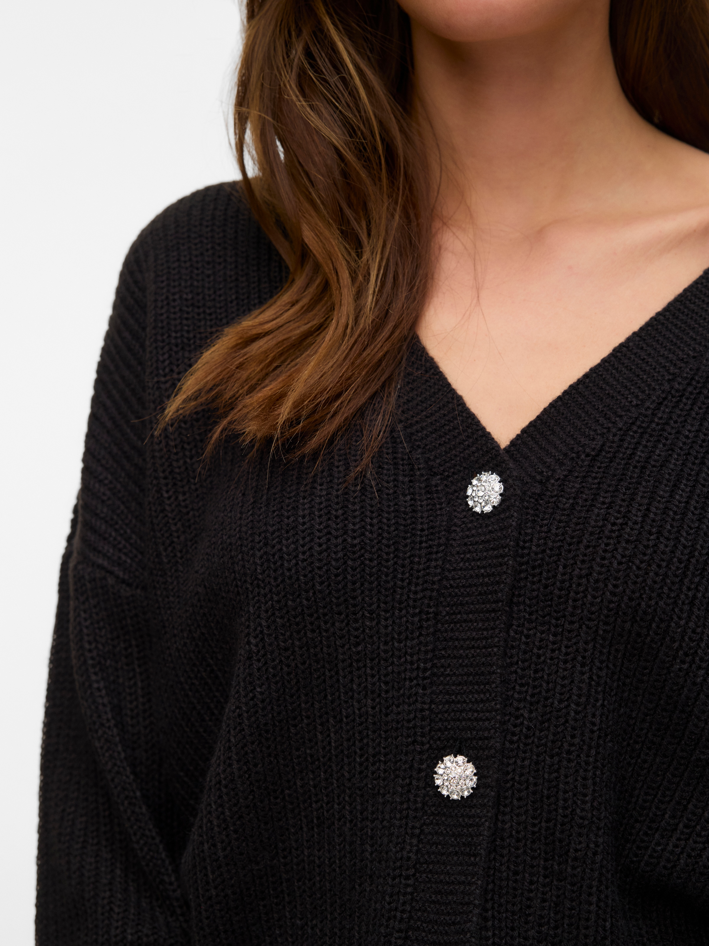 Vero Moda Strickjacke »VMLEALIGHT LS V-NECK JEWEL CARDIGAN NOOS« mit tiefem V-Ausschnitt