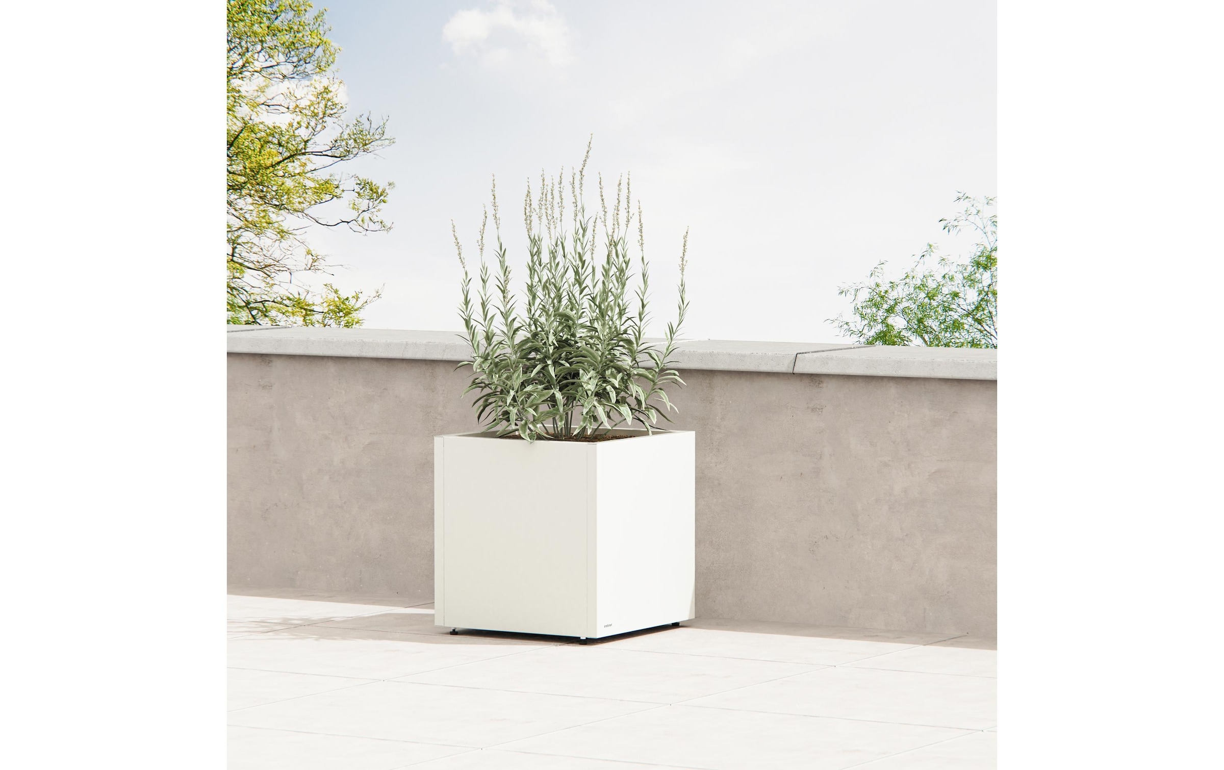 Herstera Garden Bac à plantes »Cube 50 cm Moon White«