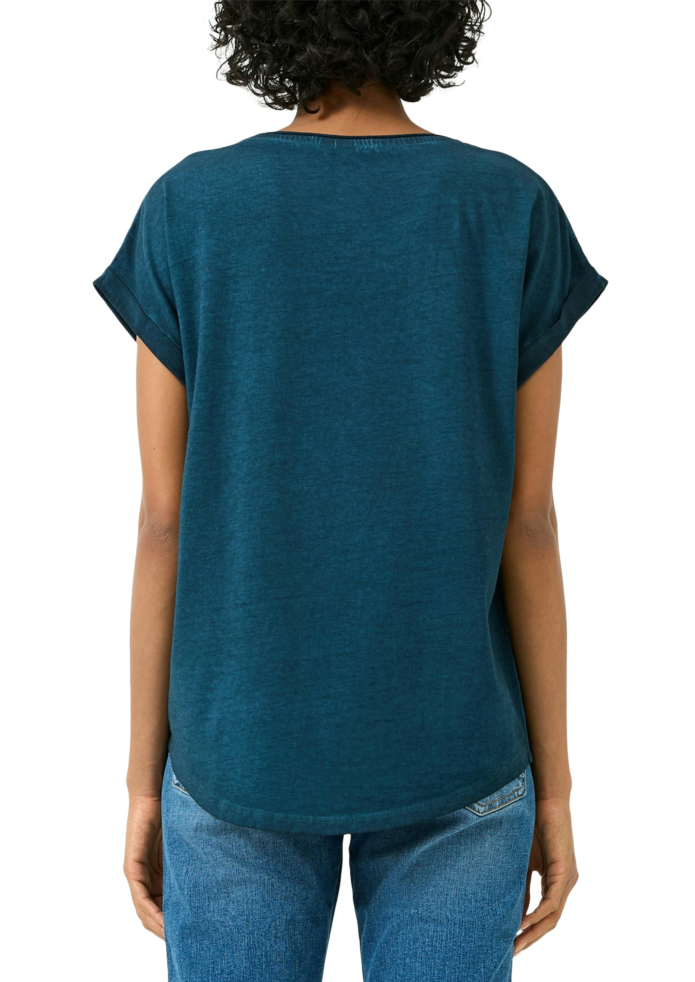 QS Shirt à col rond avec grand imprimé